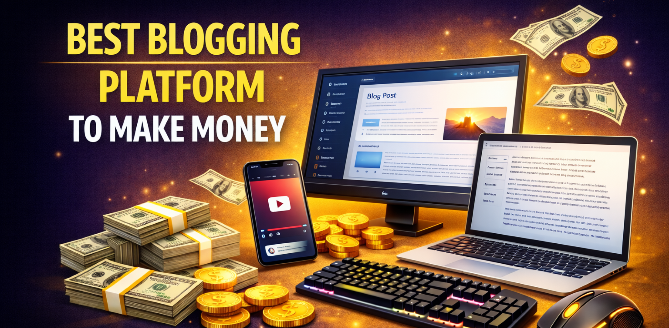 Featured image for the article about best blogging platform to make money.