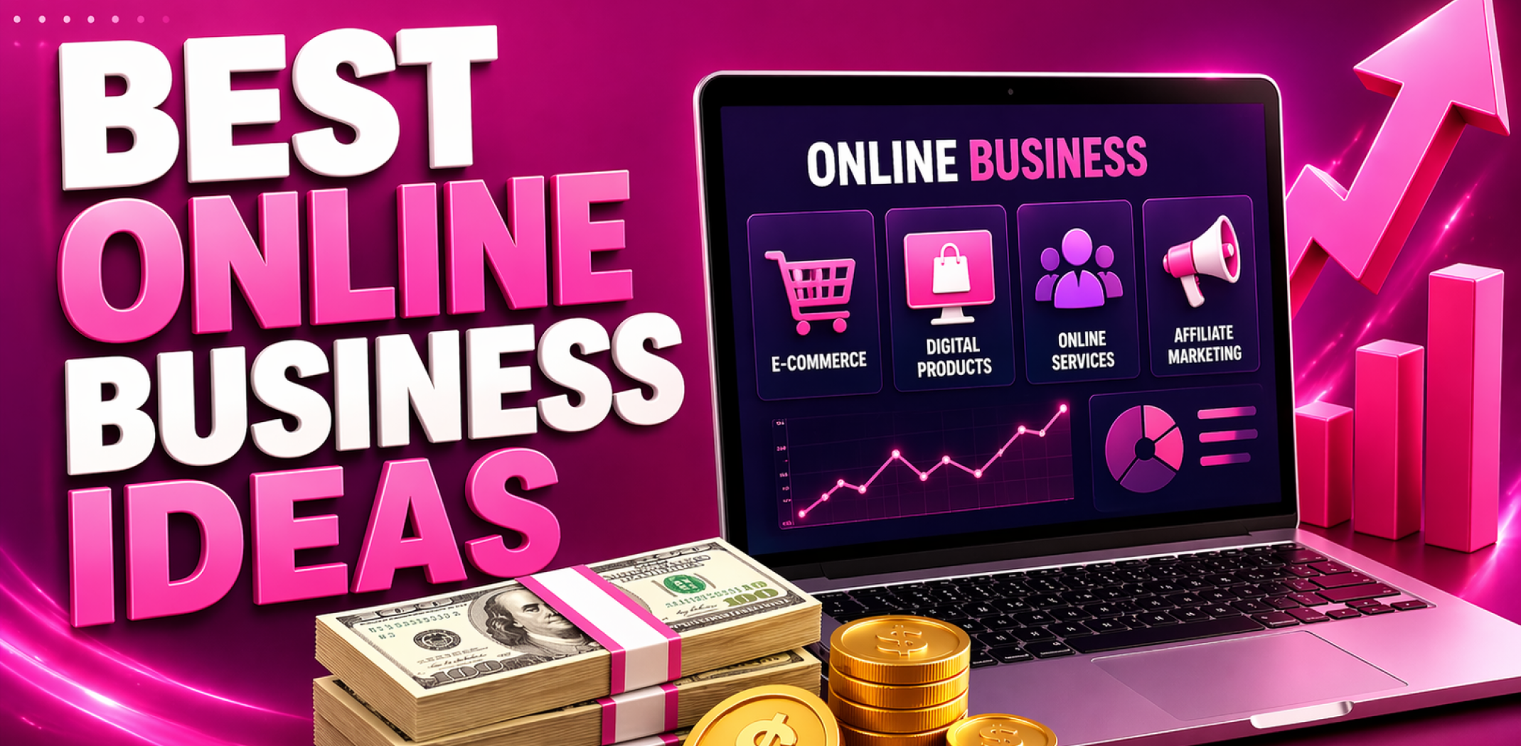 Featured image for the article about best online business ideas.