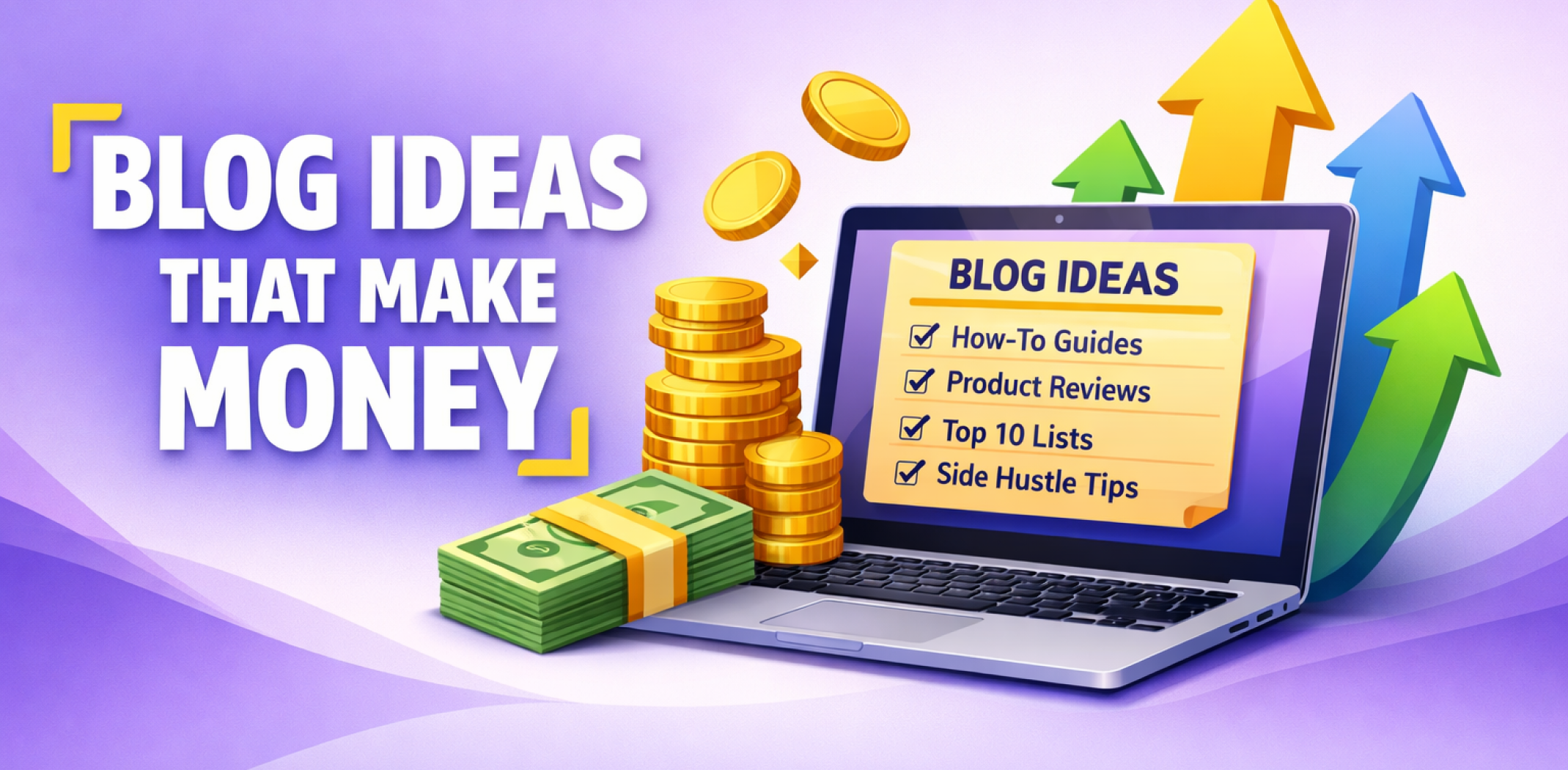 Featured image for the article about blog ideas that make money.