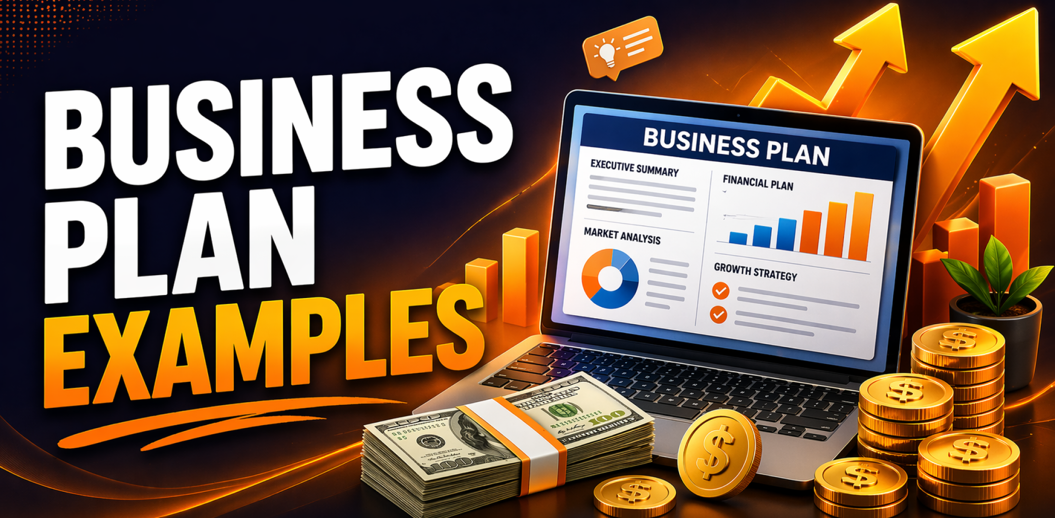 Featured image for the article with business plan examples.
