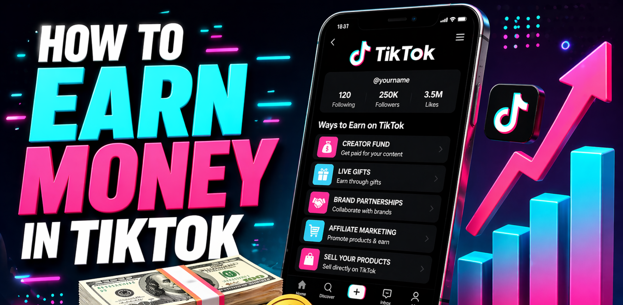 Featured image for the article about how to earn money in tiktok.