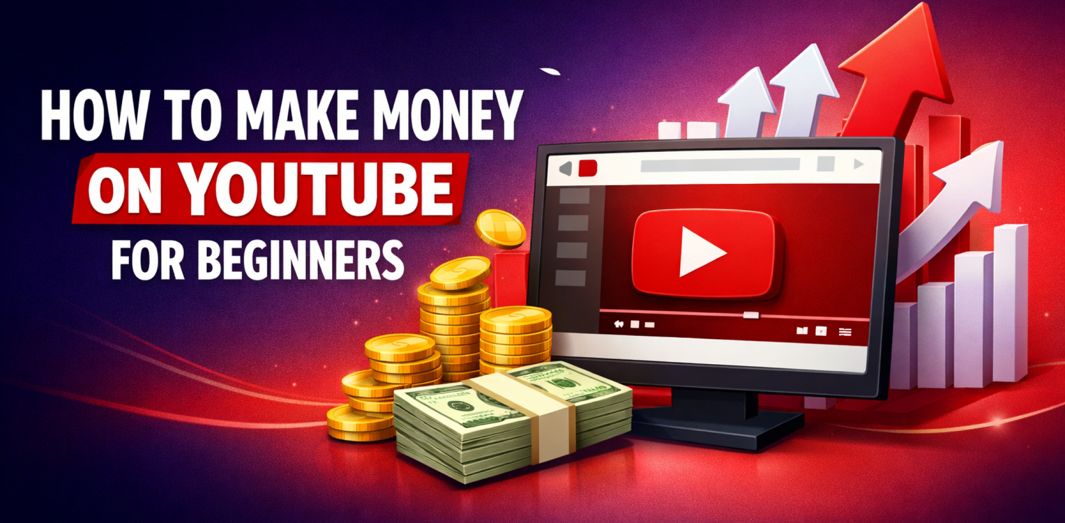 Featured image for the article about how to make money on youtube for beginners.