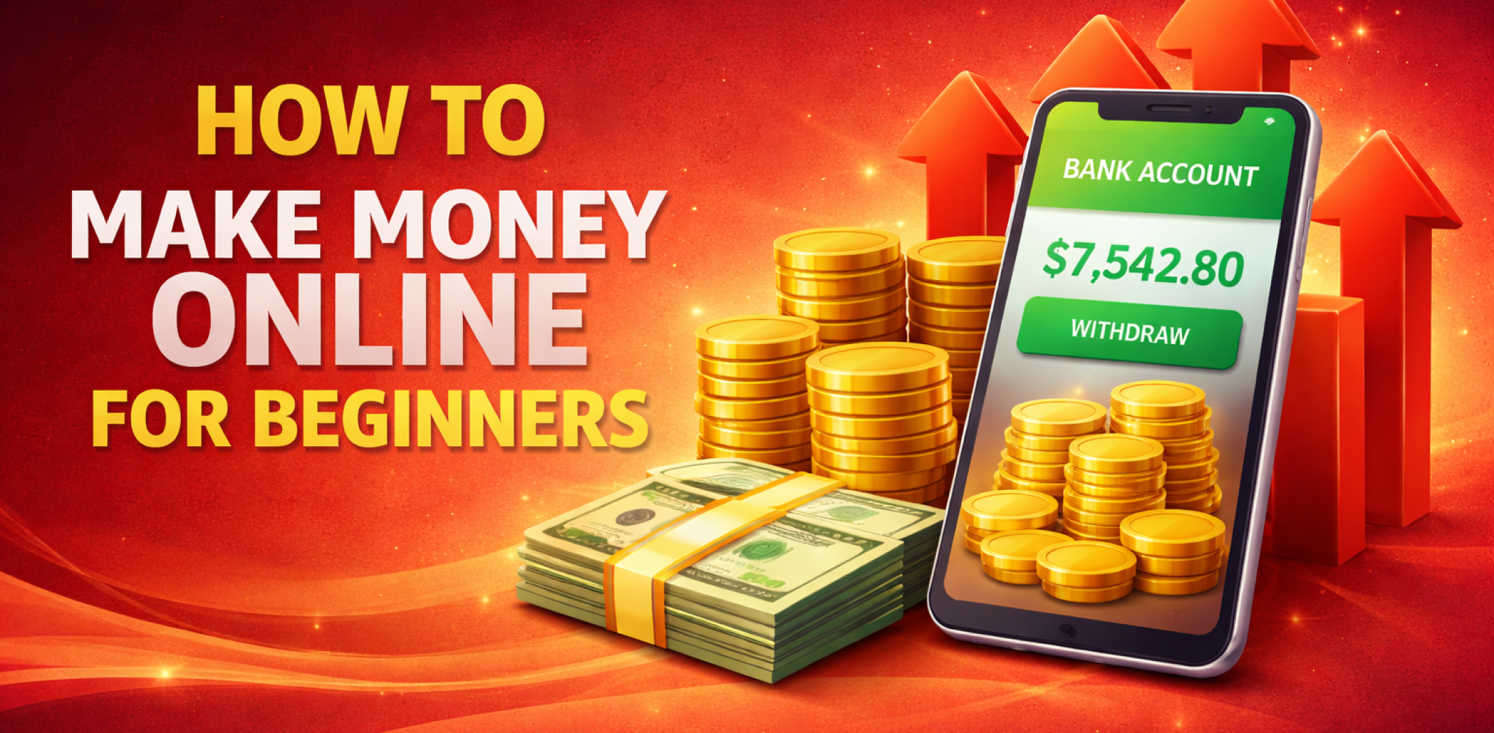 Featured image for the article about how to make money online for beginners.