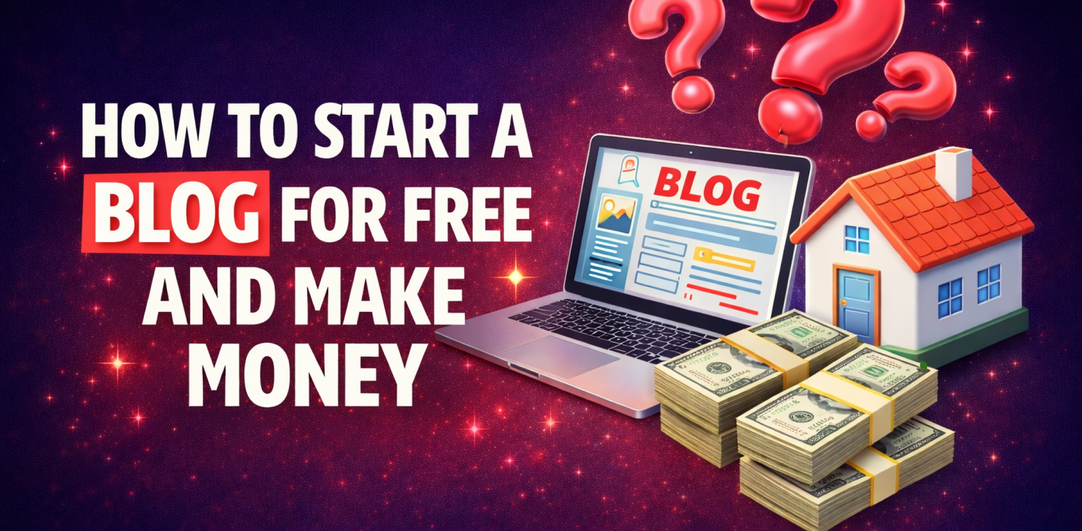 Featured image for the article about how to start a blog for free and make money.