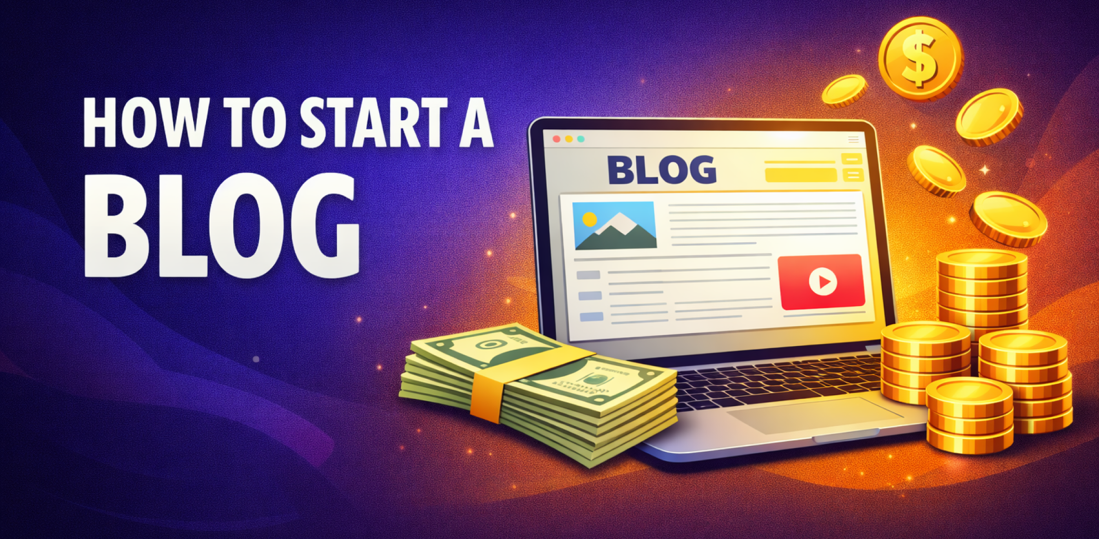 Featured image for the article about how to start a blog.