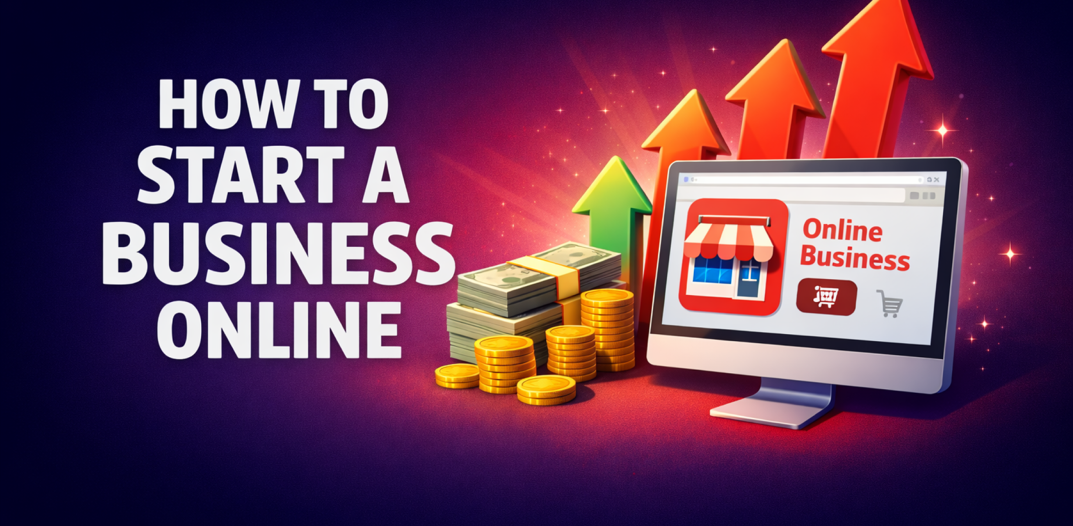 Featured image for the article about how to start a business online.