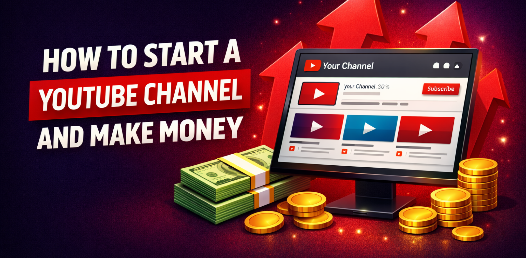 Featured image for the article about how to start a youtube channel and make money.
