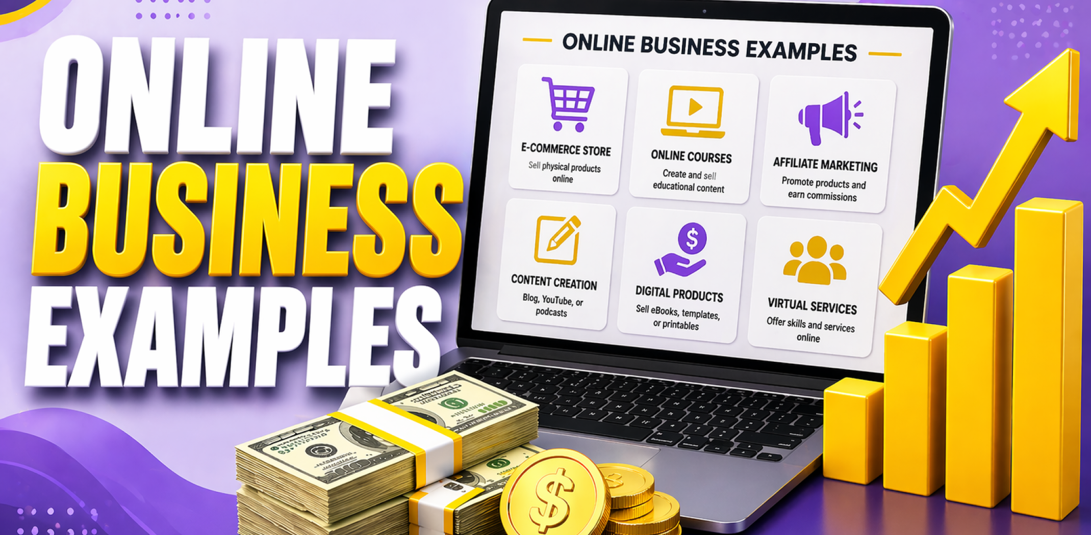 Featured image for the article with online business examples.