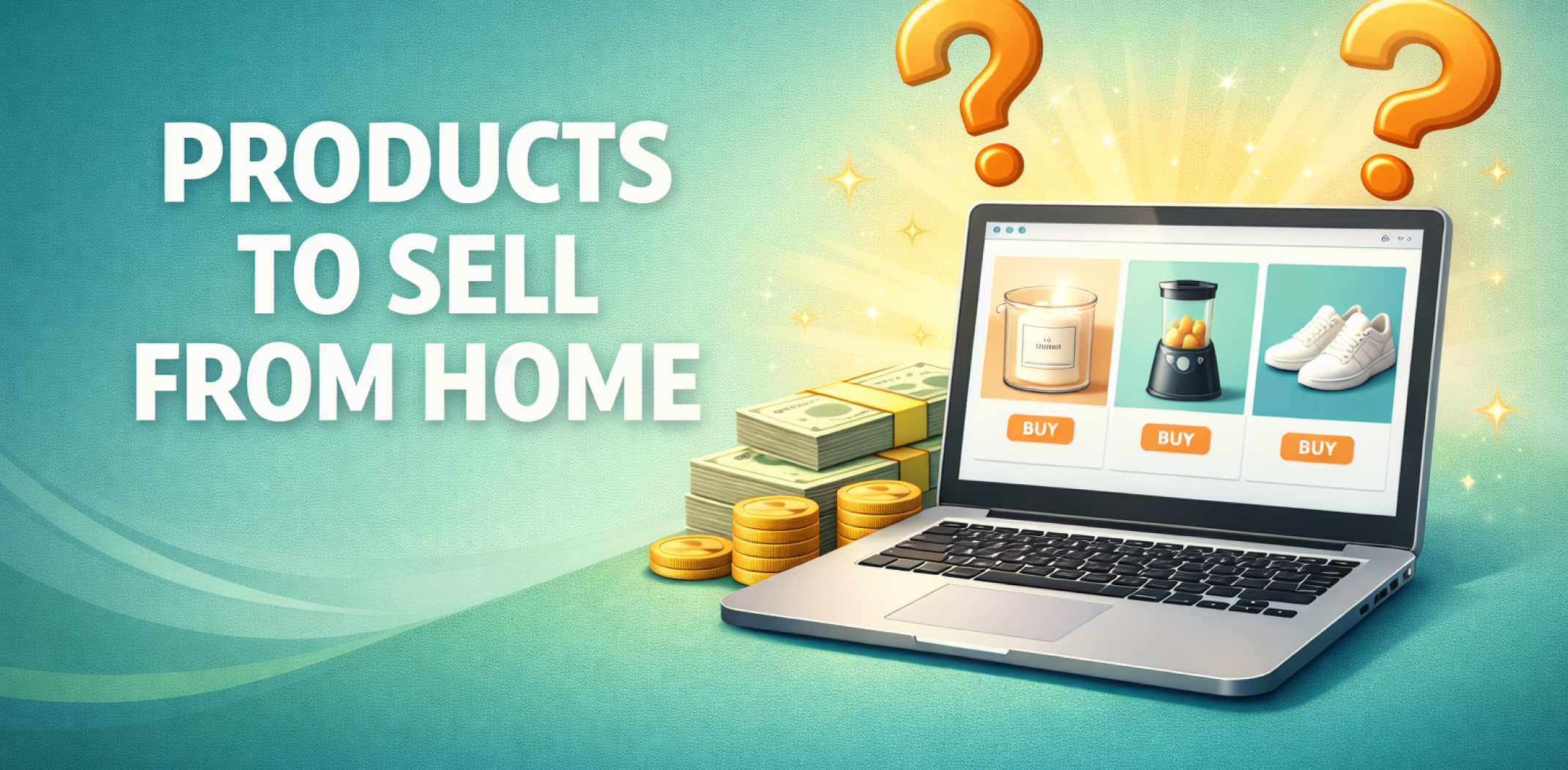 Featured image for the article with products to sell from home.