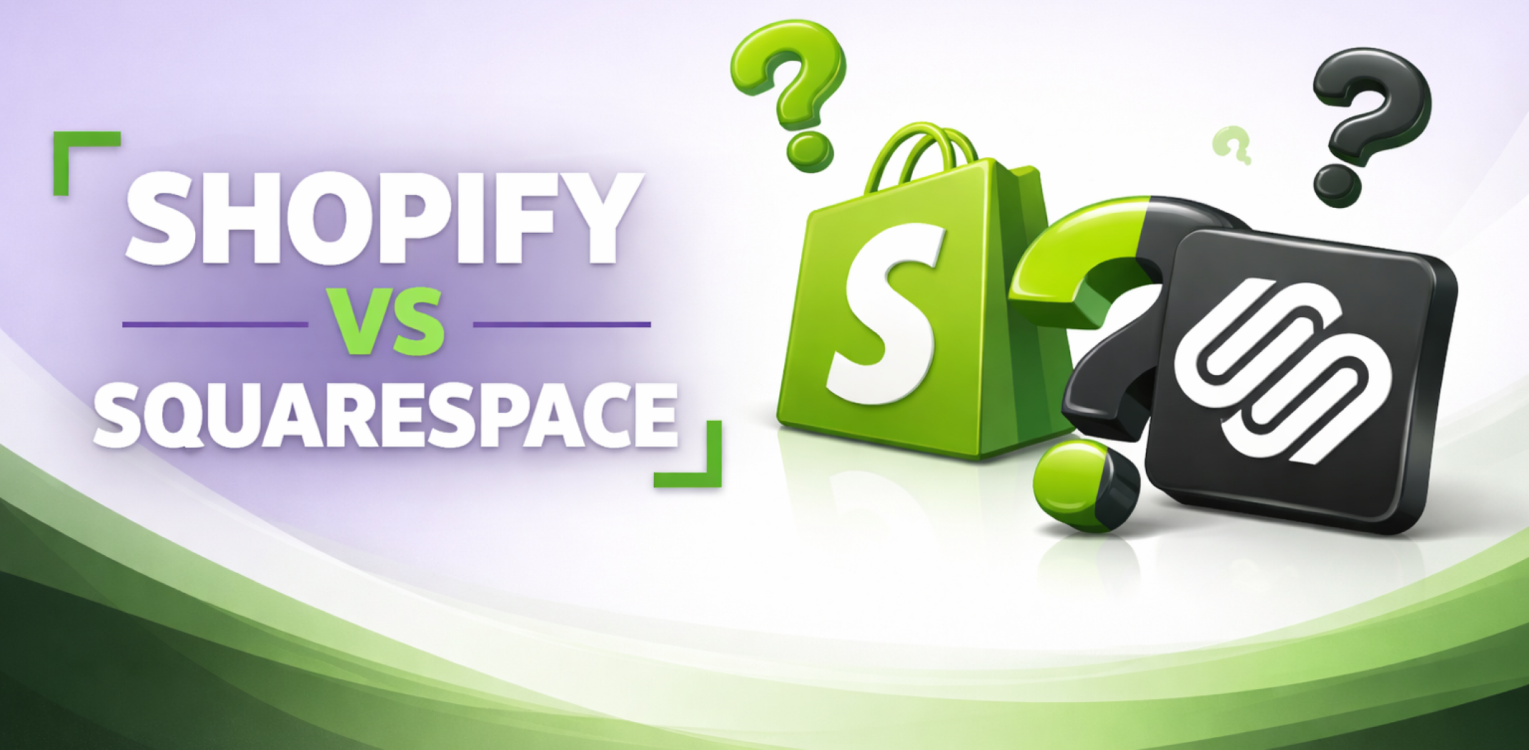 Featured image for the article with comparison shopify vs squarespace.
