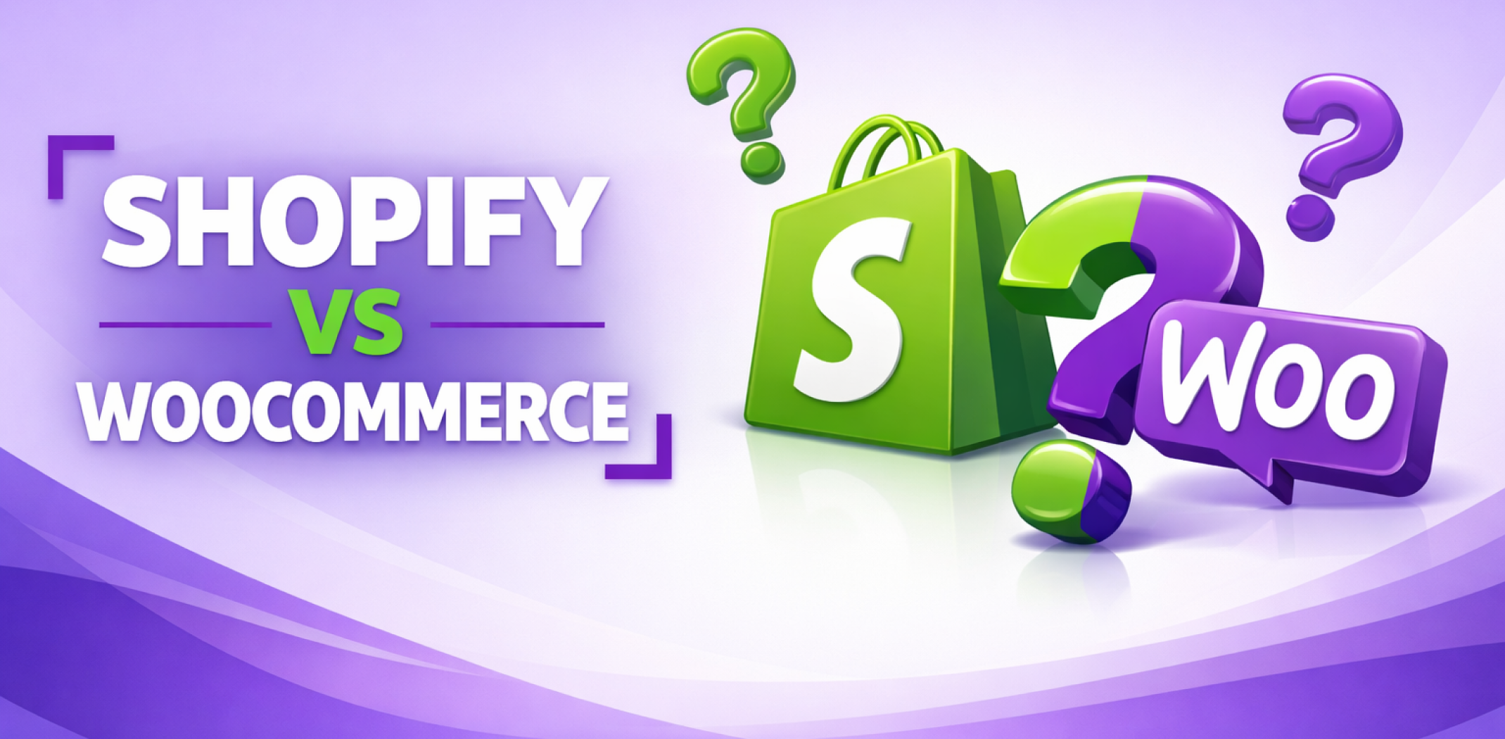 Featured image for the article with comparison shopify vs woocommerce.