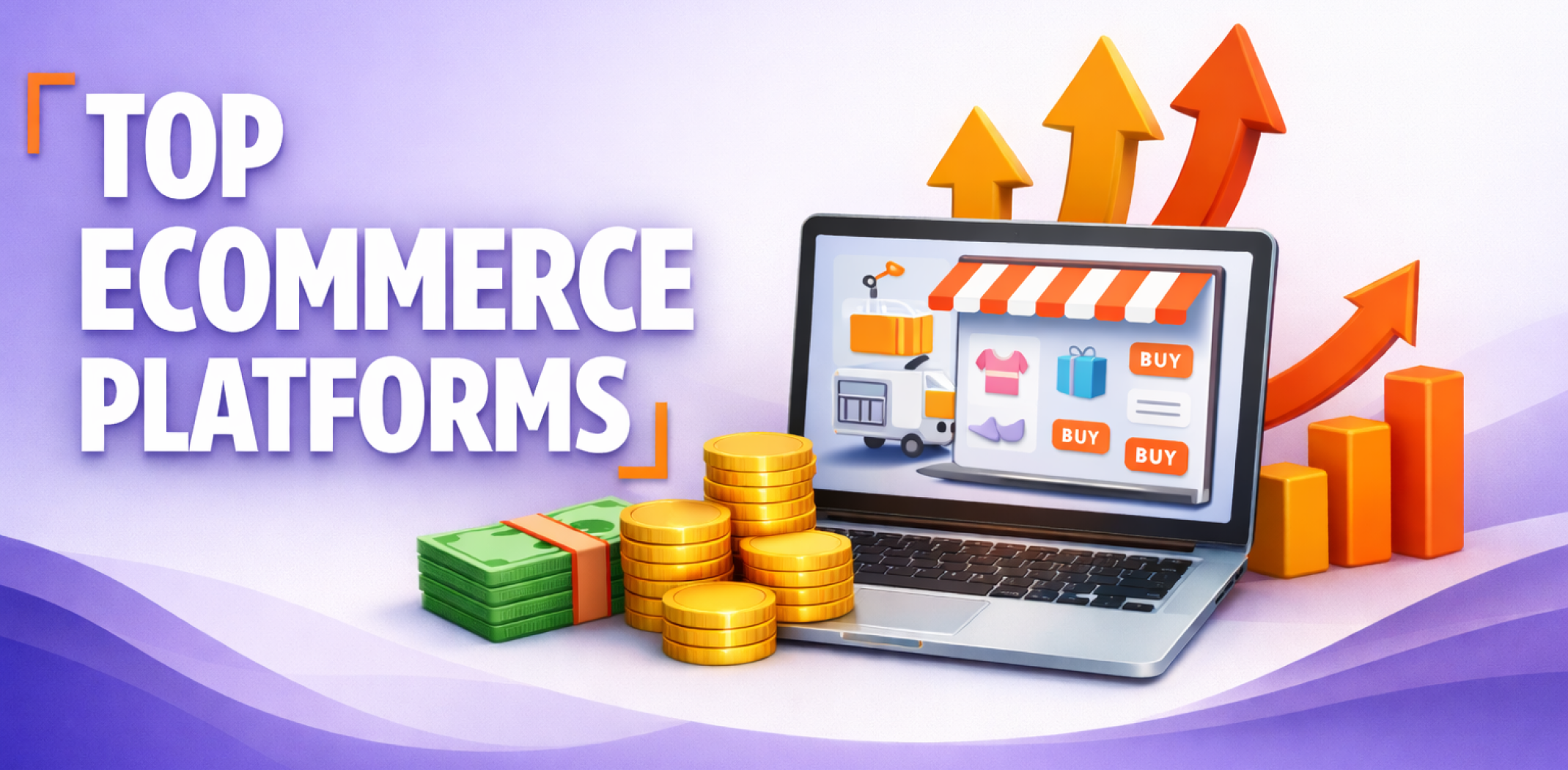Featured image for the article with top ecommerce platforms.