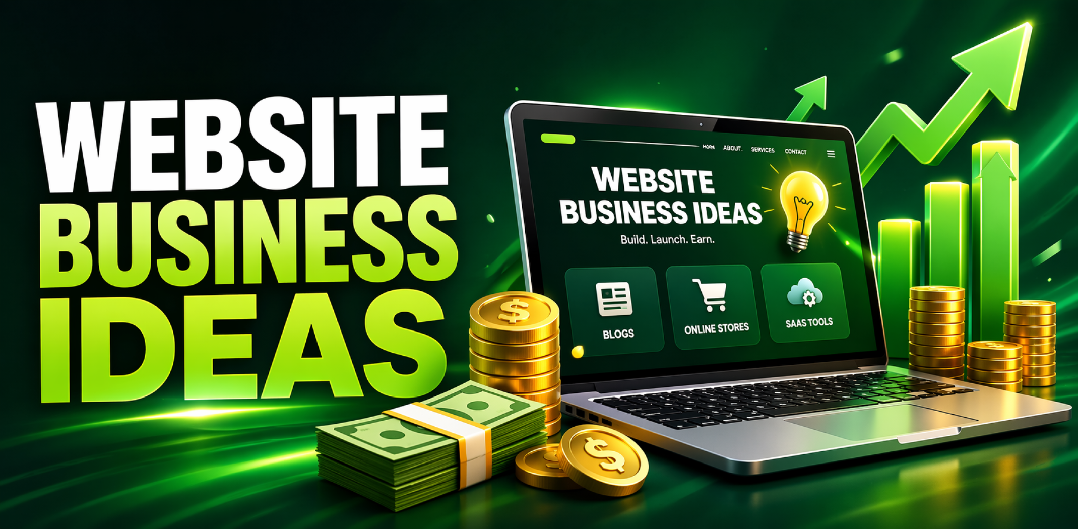 Featured image for the article with website business ideas.