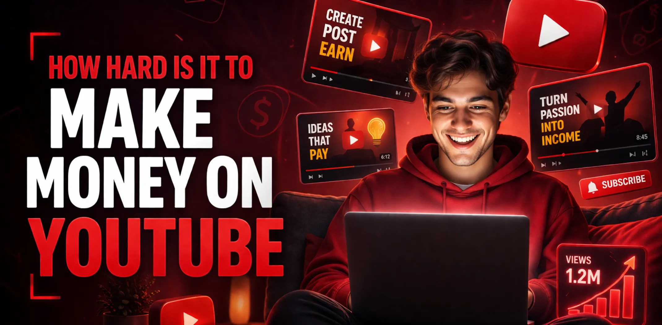 Featured image for an article on how hard it is to make money on YouTube