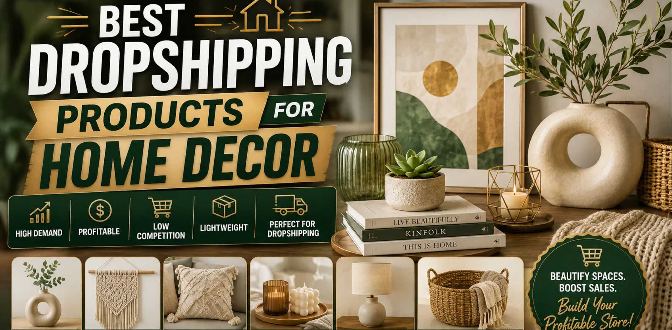 Featured image for an article about the best dropshipping products for home decor