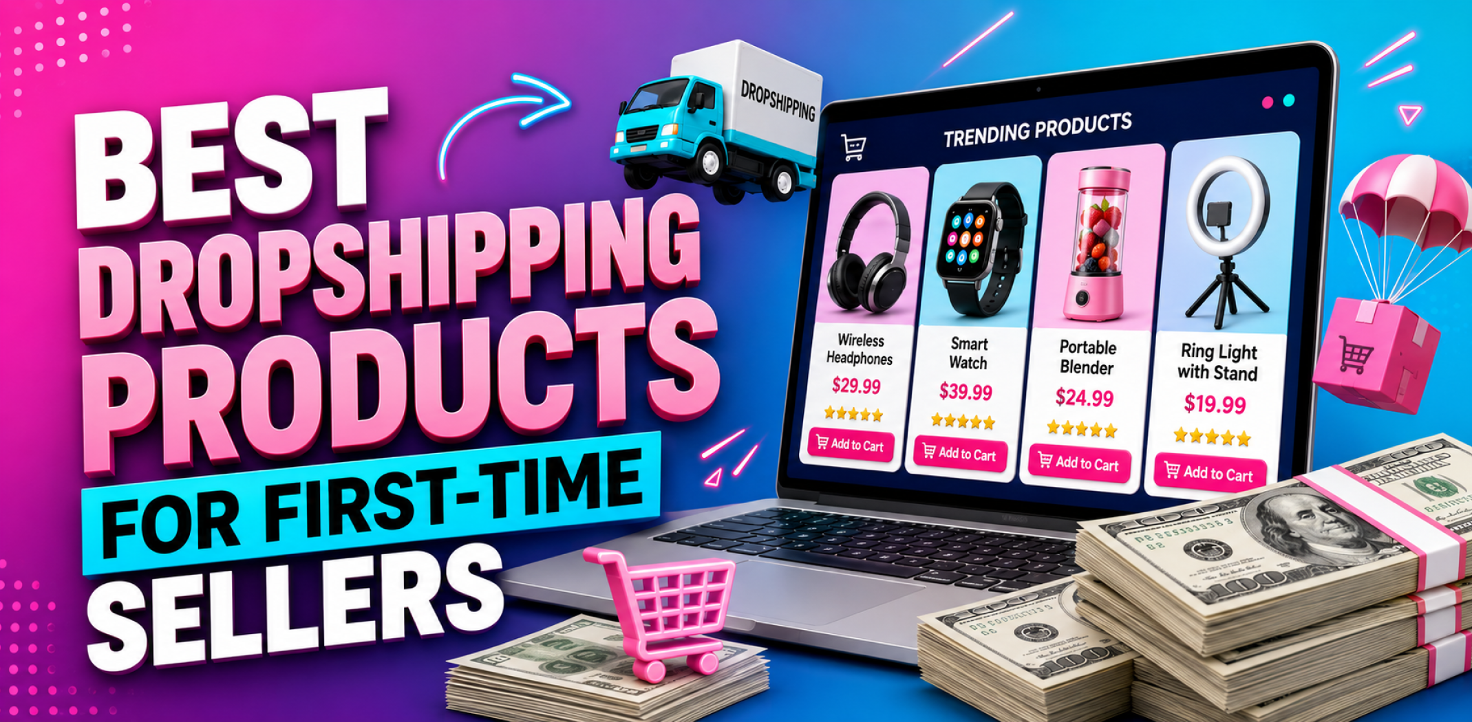 Featured image for an article about best dropshipping products for first-time sellers.