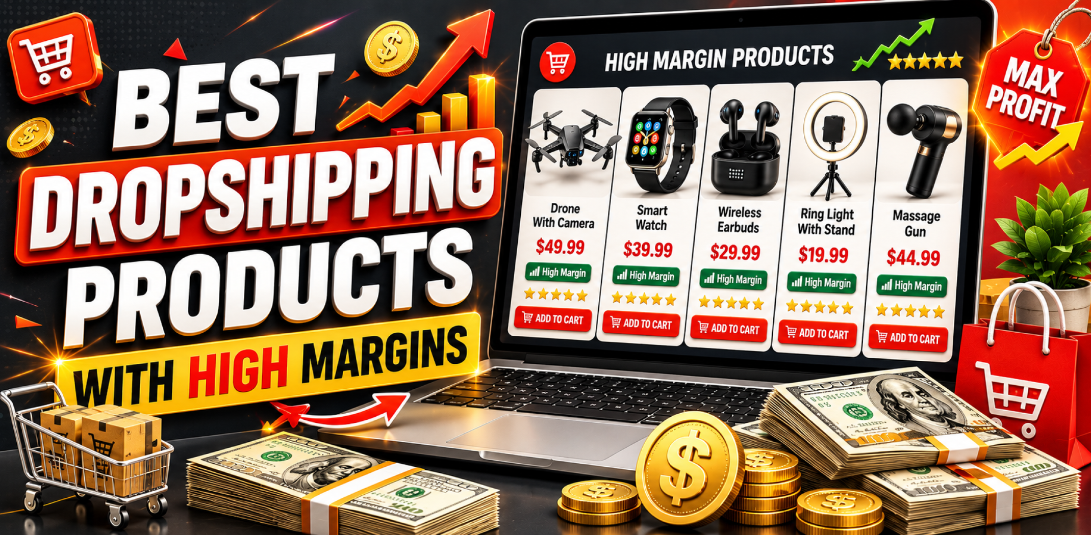 Featured image for an article about best dropshipping products with high margins.