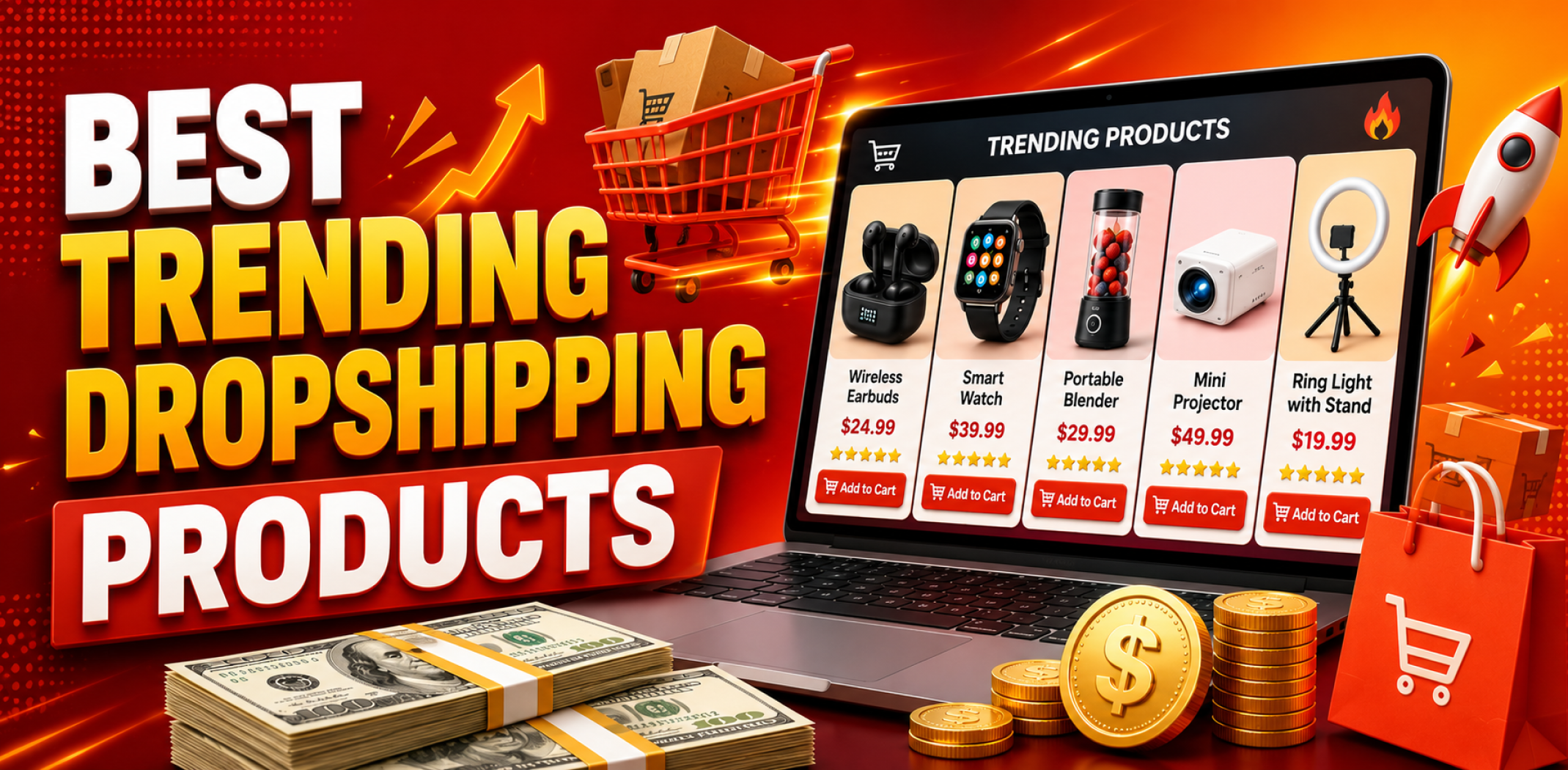 Featured image for an article about best trending dropshipping products.
