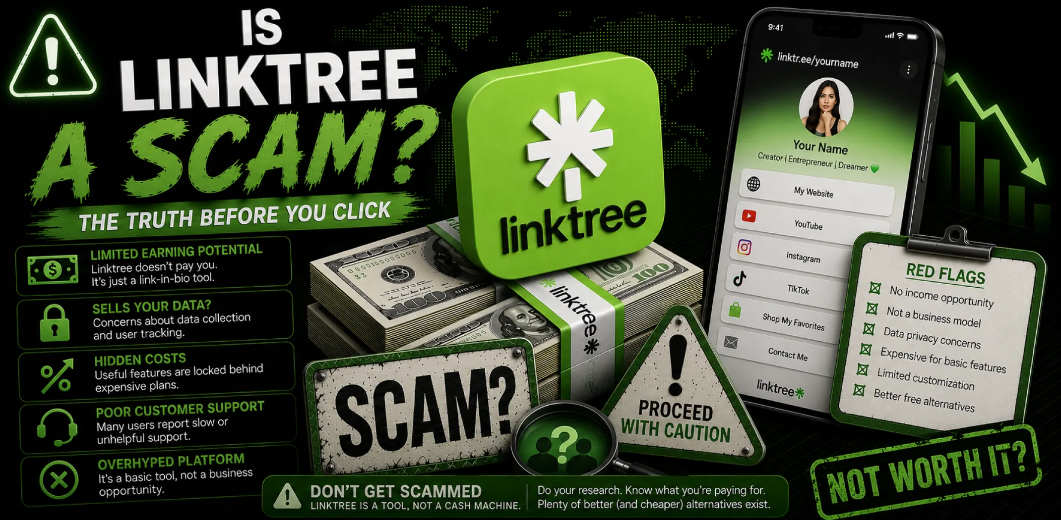 Featured image for an article answering the question "Is Linktree a scam?"