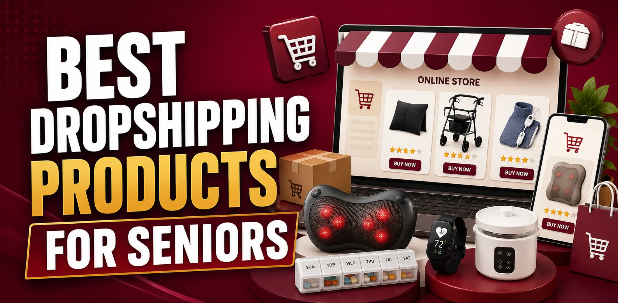 Featured image for an article about the best dropshipping products for seniors