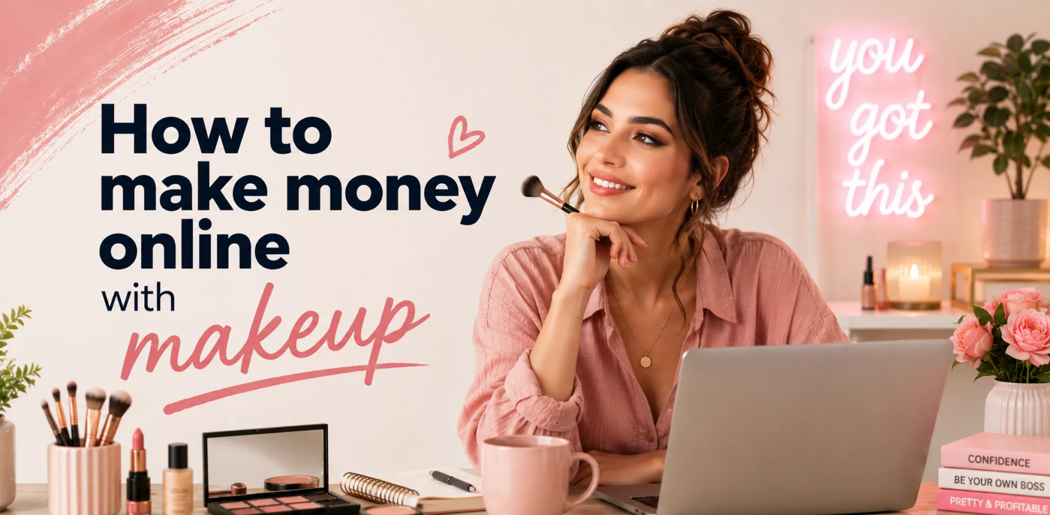 Featured image for an article about how to make money online with makeup products