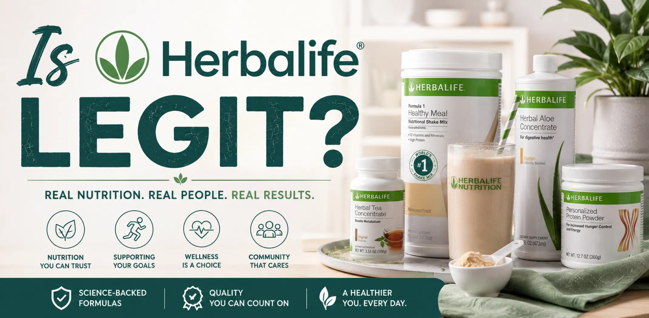 Featured image for an article answering the question "Is Herbalife legit?"