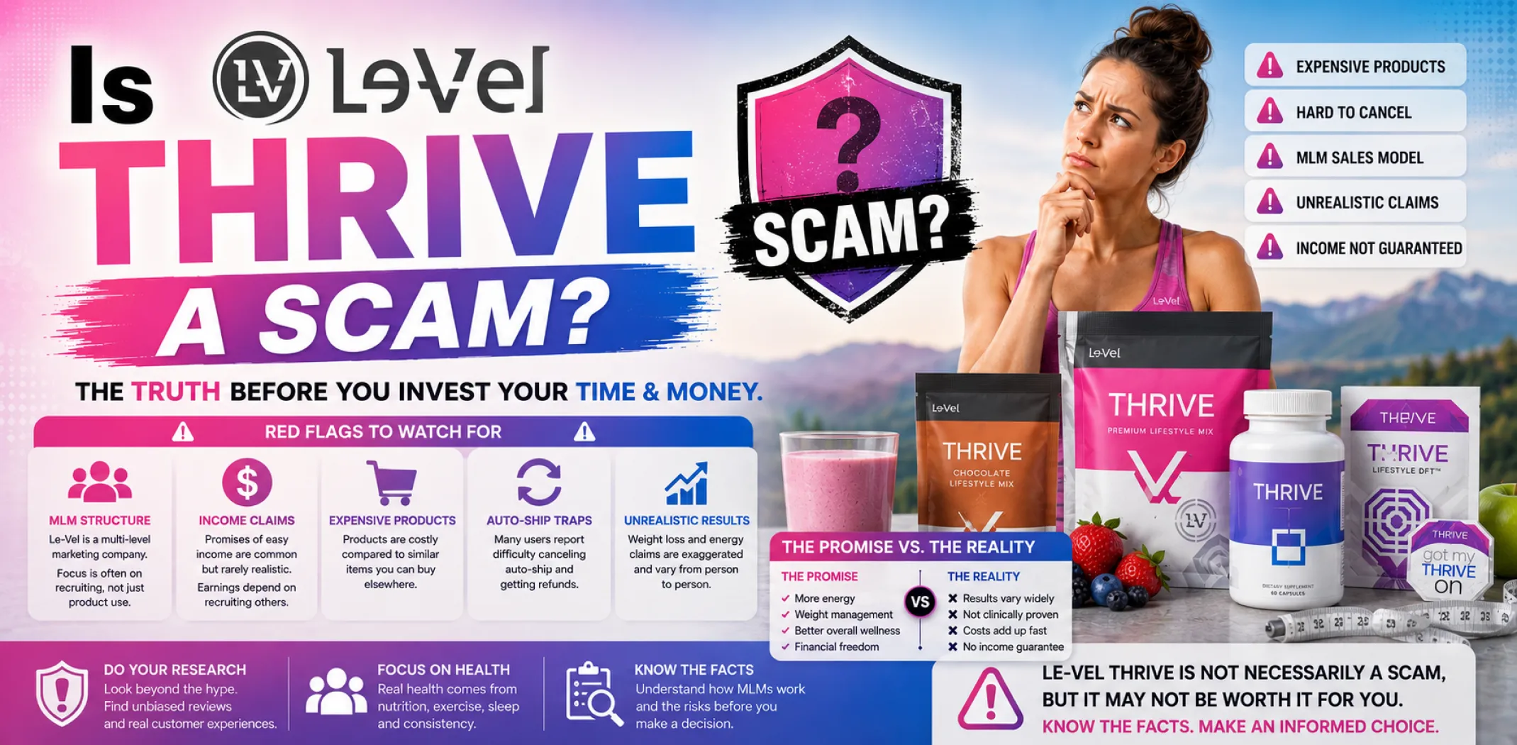 Featured image for an article answering the question "Is Le-Vel Thrive a scam?"