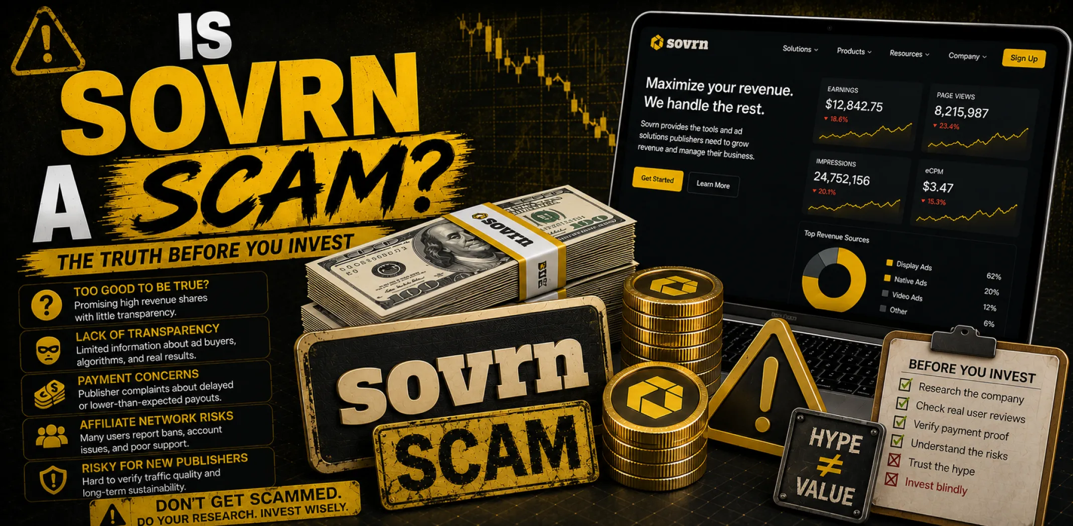 Featured image for an article answering the question "Is Sovrn a scam?"