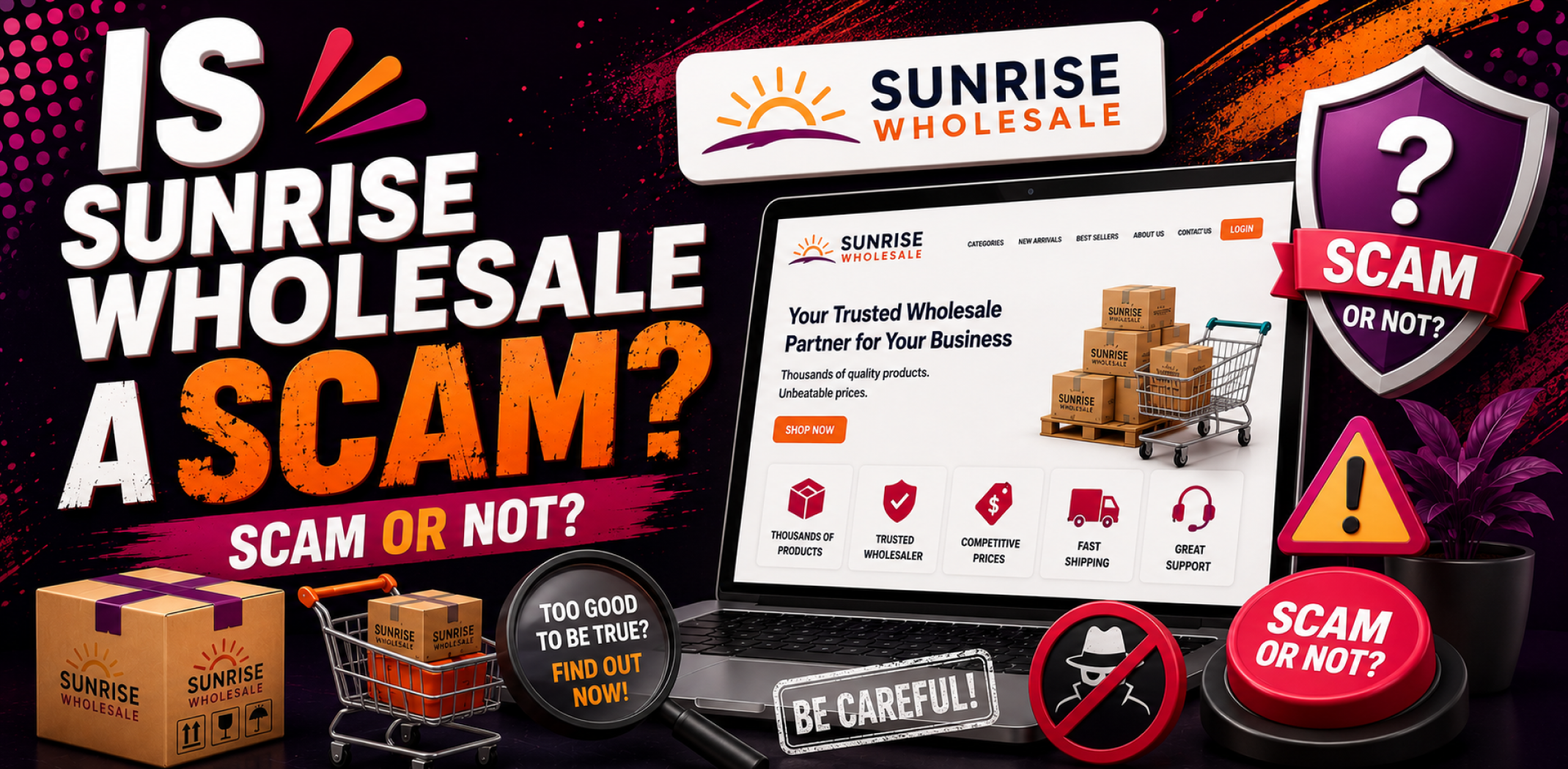 Featured image for an article about Is Sunrise Wholesale a scam.