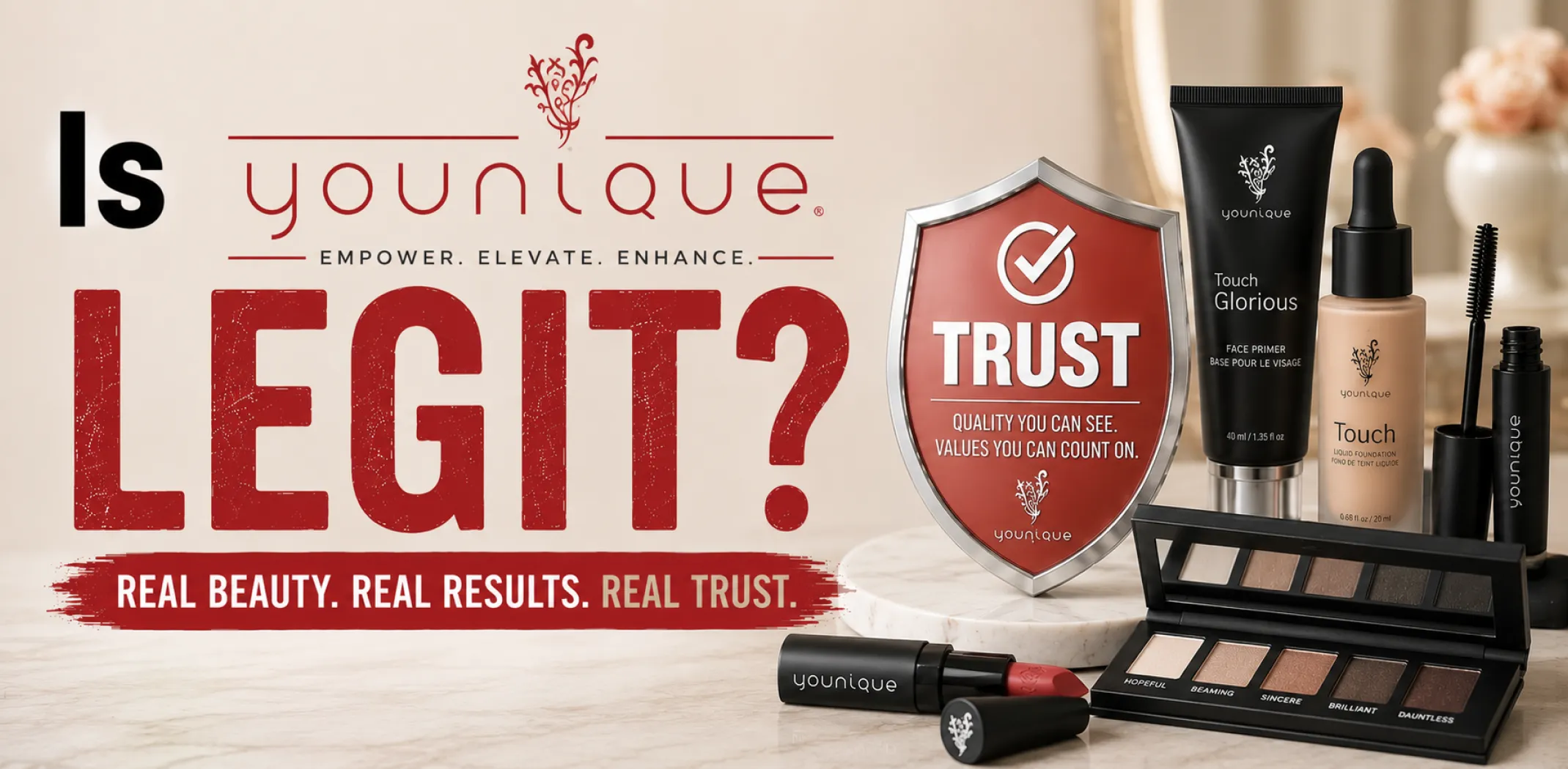 Featured image for an article answering the question "Is Younique legit?"