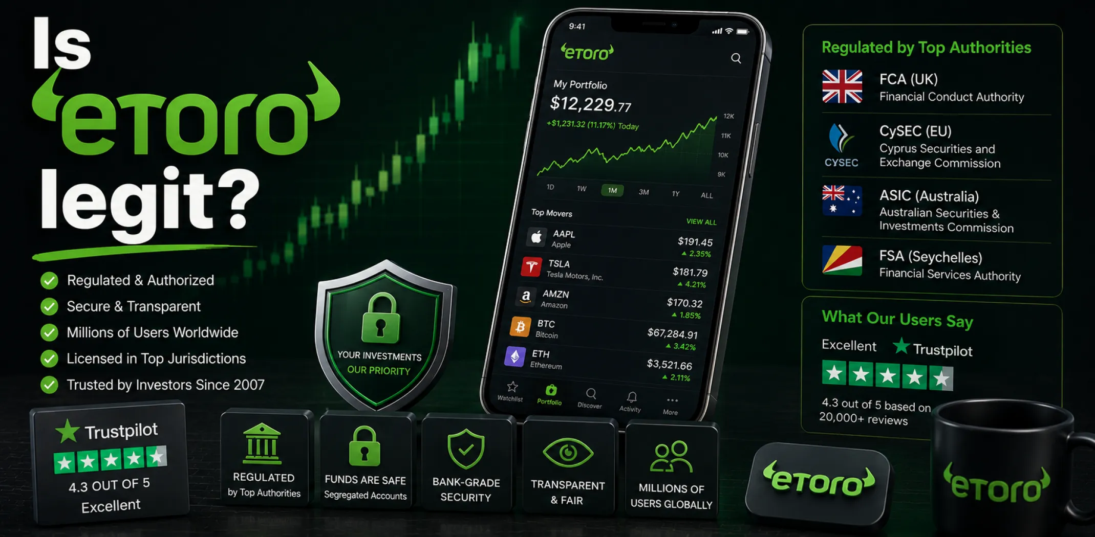 Featured image for an article answering the question "Is eToro legit?"