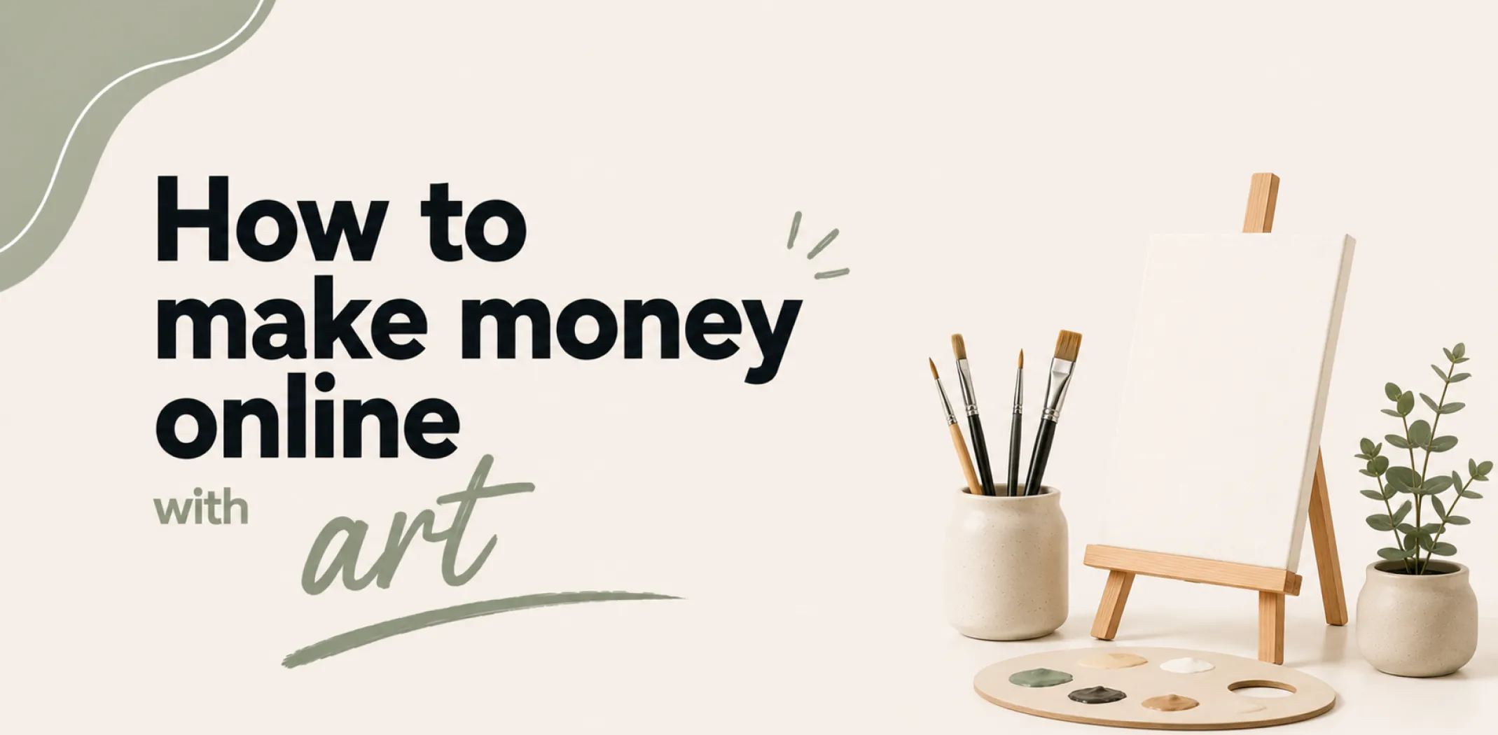 Featured image for an article about how to make money online with art products
