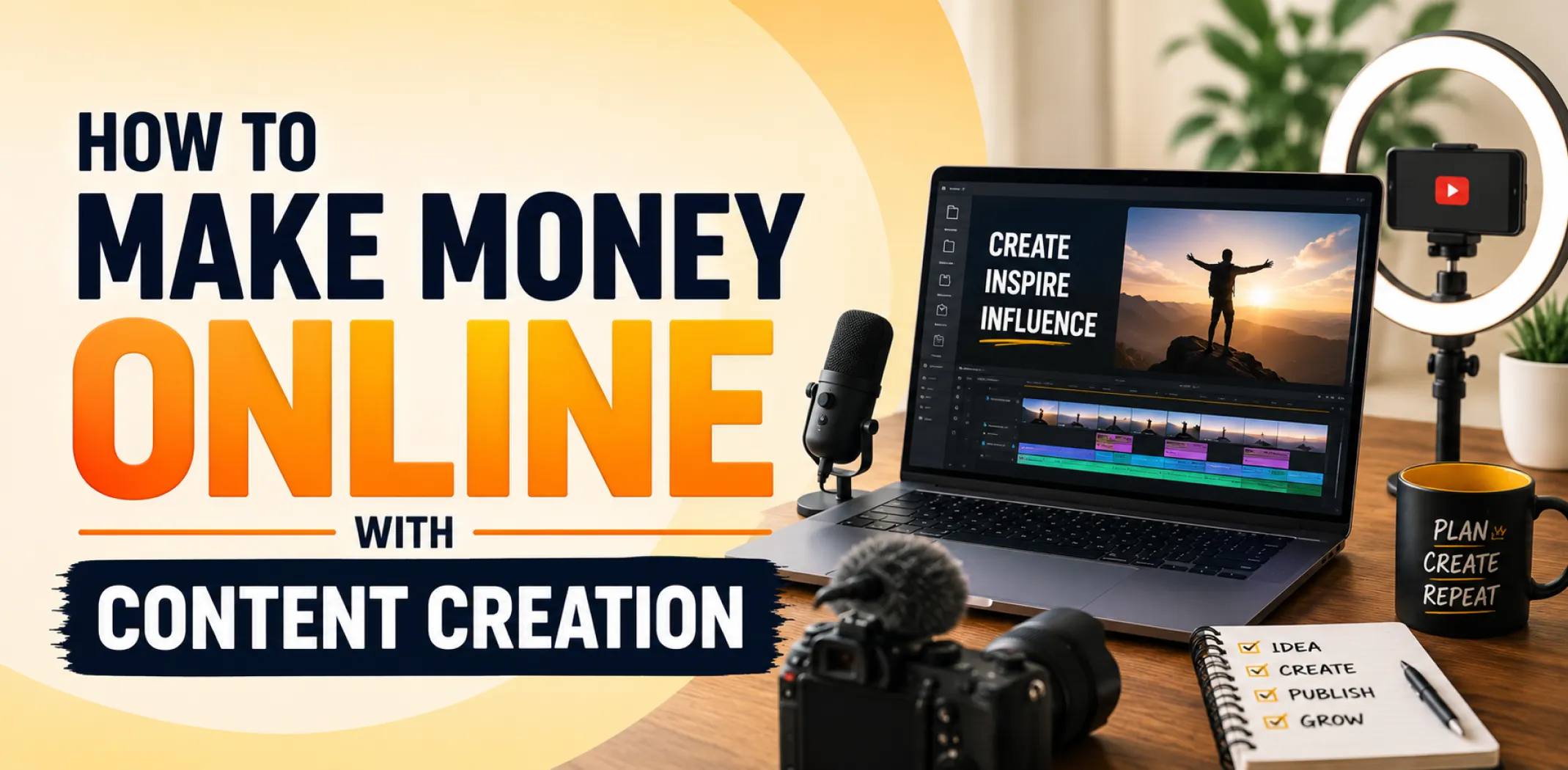 Featured image for an article about how to make money online with content creation