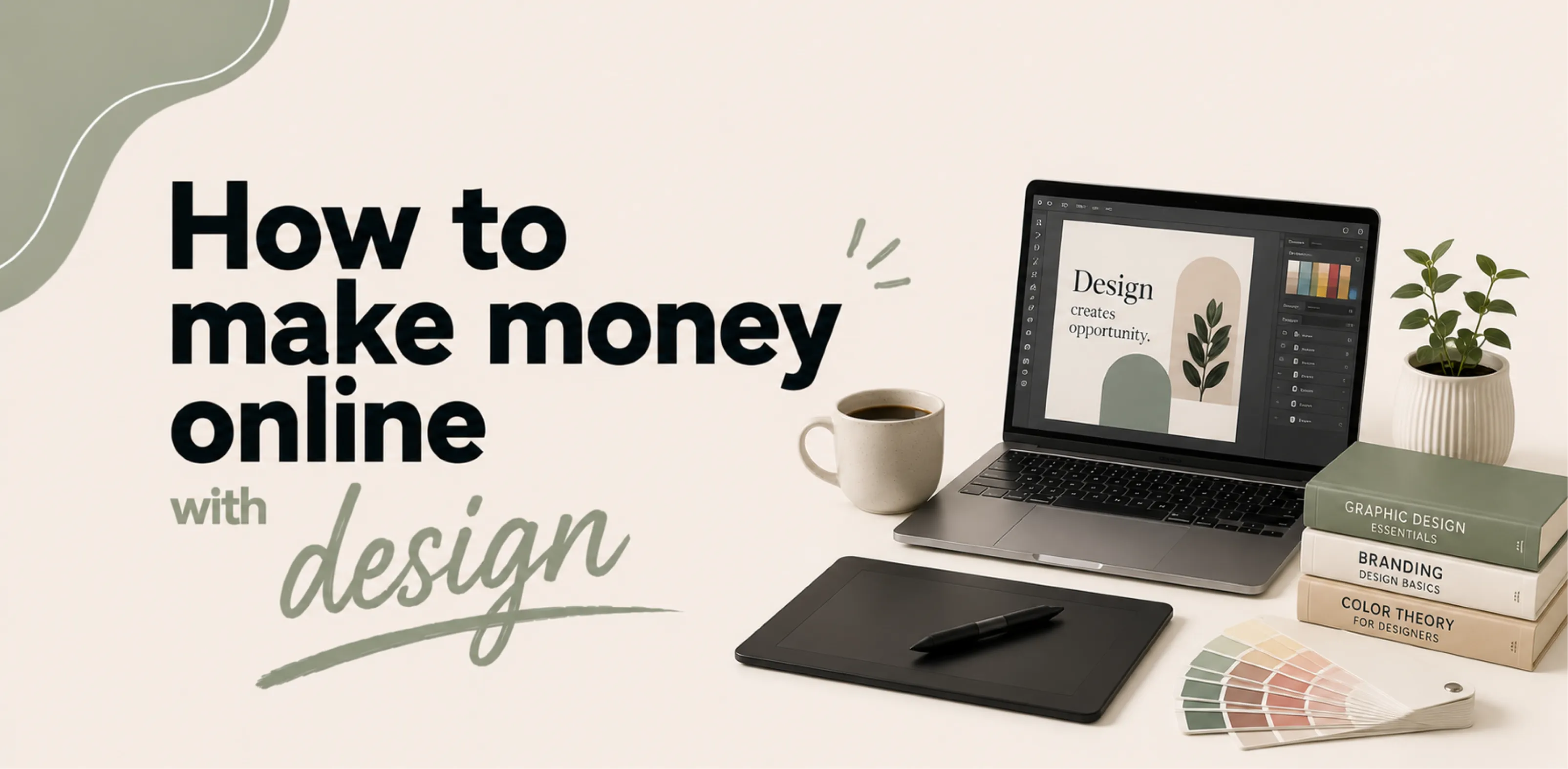 Featured image for an article about how to make money online with design