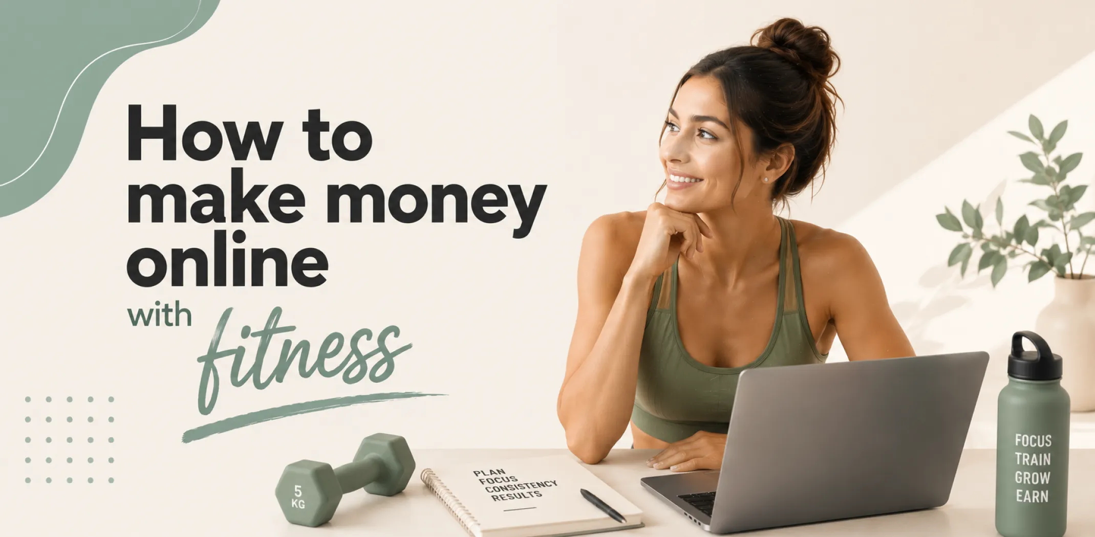 Featured image for an article about how to make money online with fitness