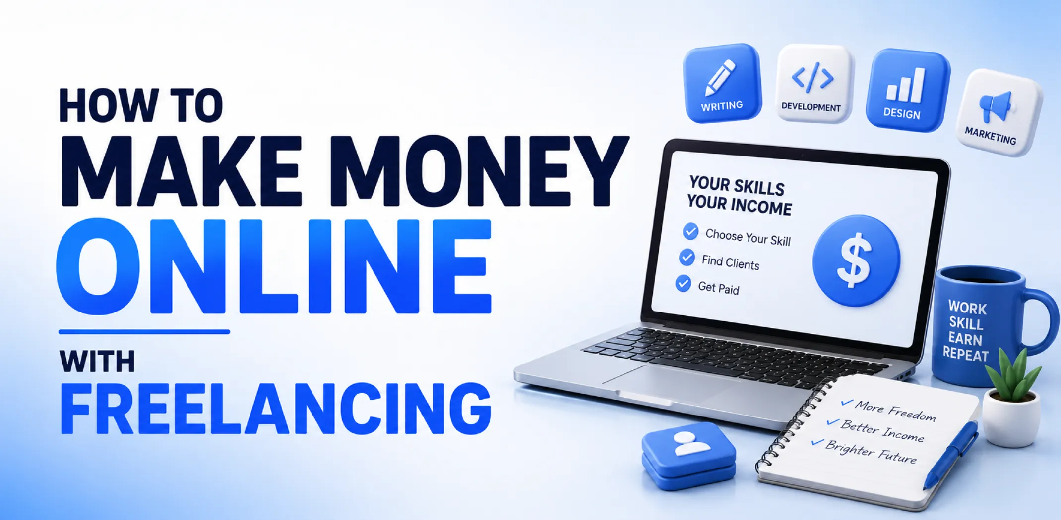 Featured image for an article about how to make money online with freelancing