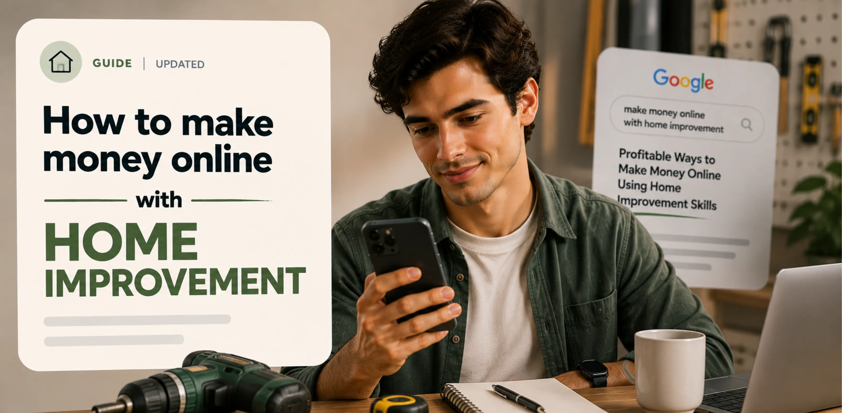 Featured image for an article about how to make money online with home improvement