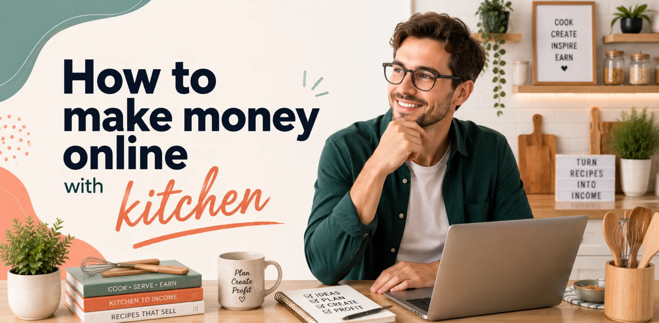 Featured image for an article about how to make money online with kitchen