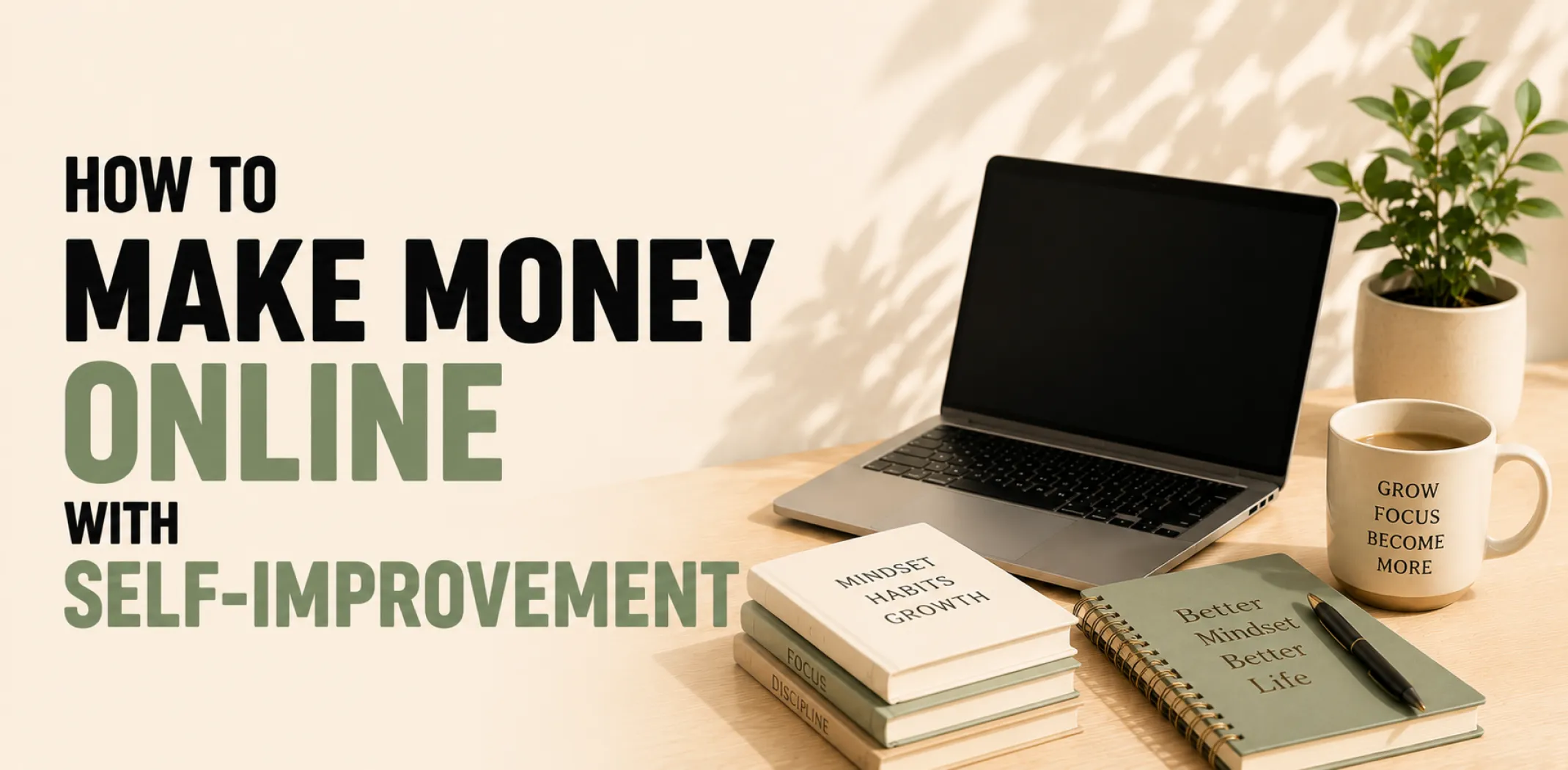 Featured image for an article about how to make money online with self-improvement