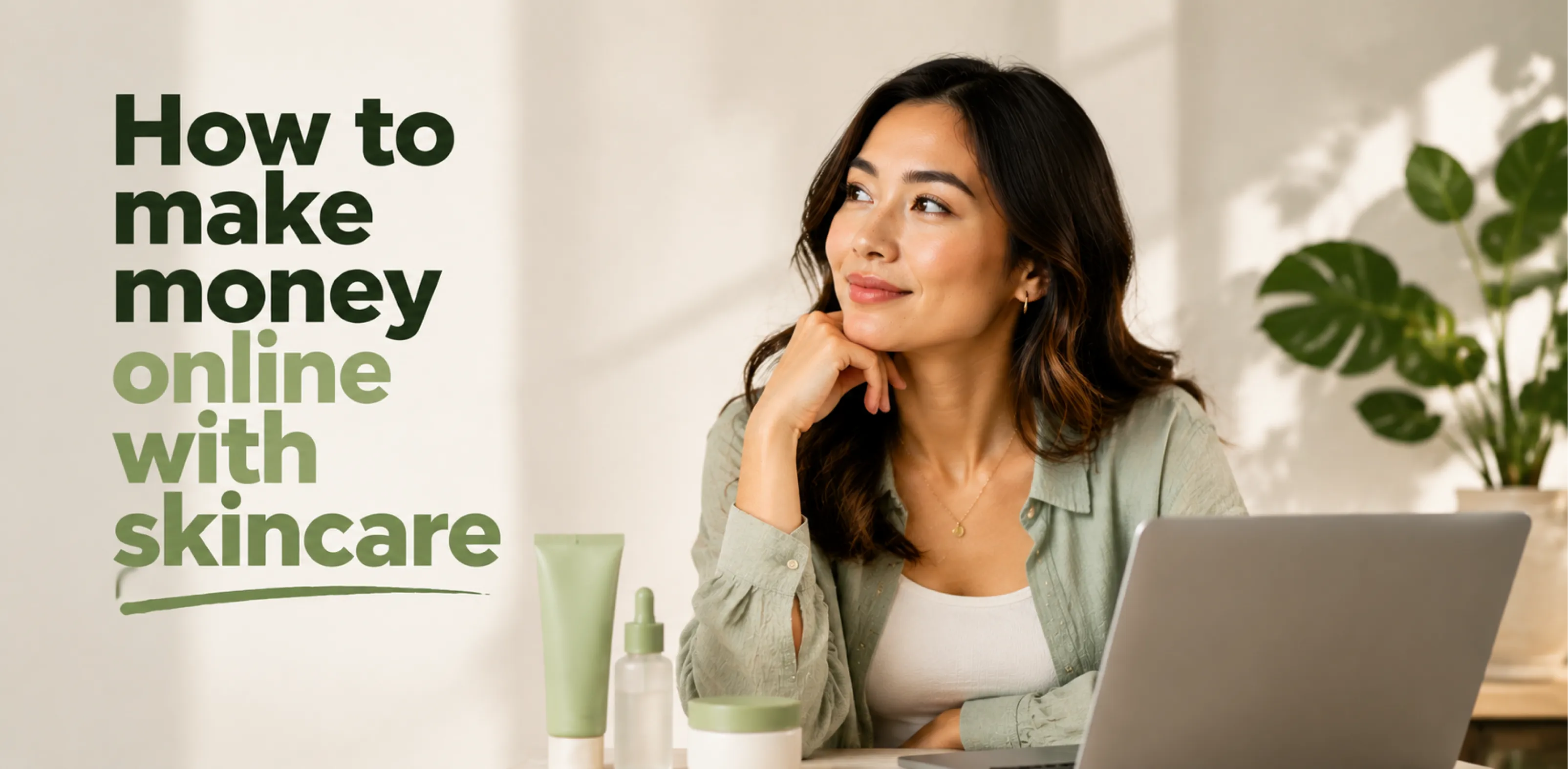 Featured image for an article about how to make money online with skincare