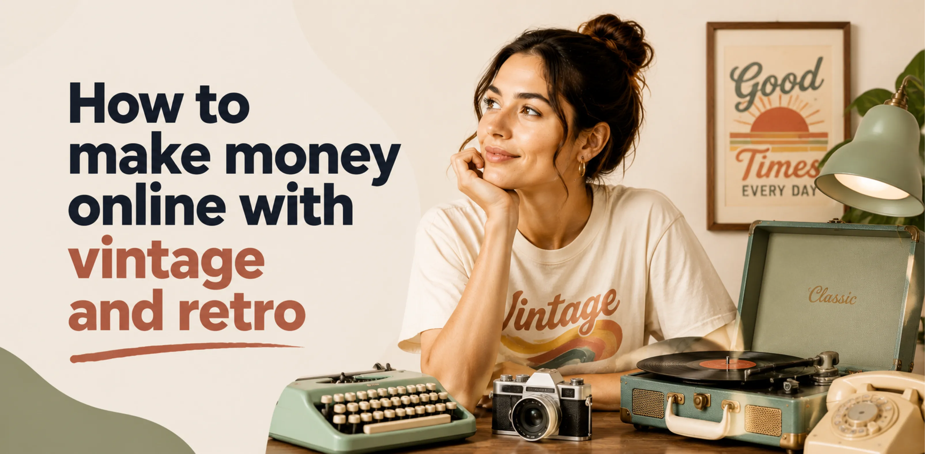Featured image for an article about how to make money online with vintage and retro
