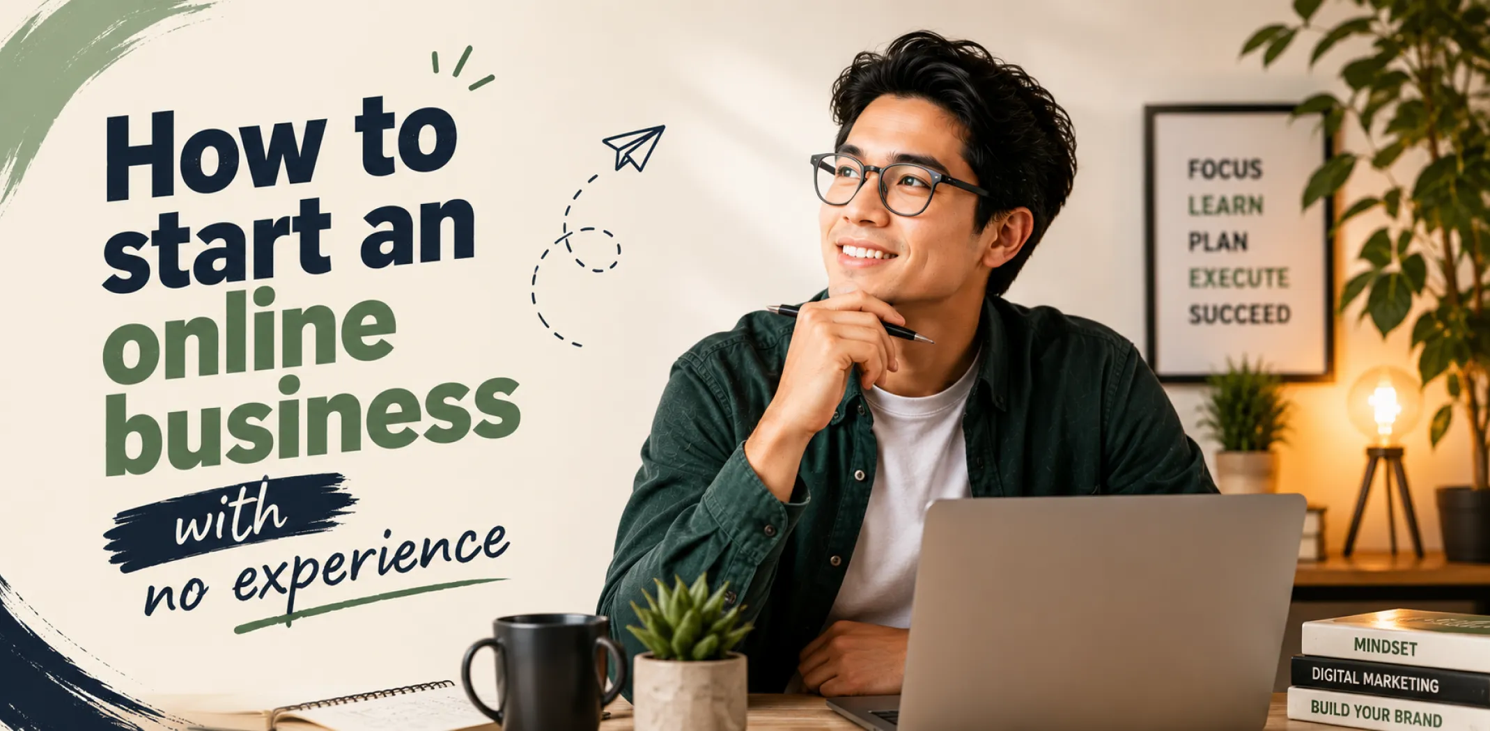 Featured image for an article about how to start an online business with no experience