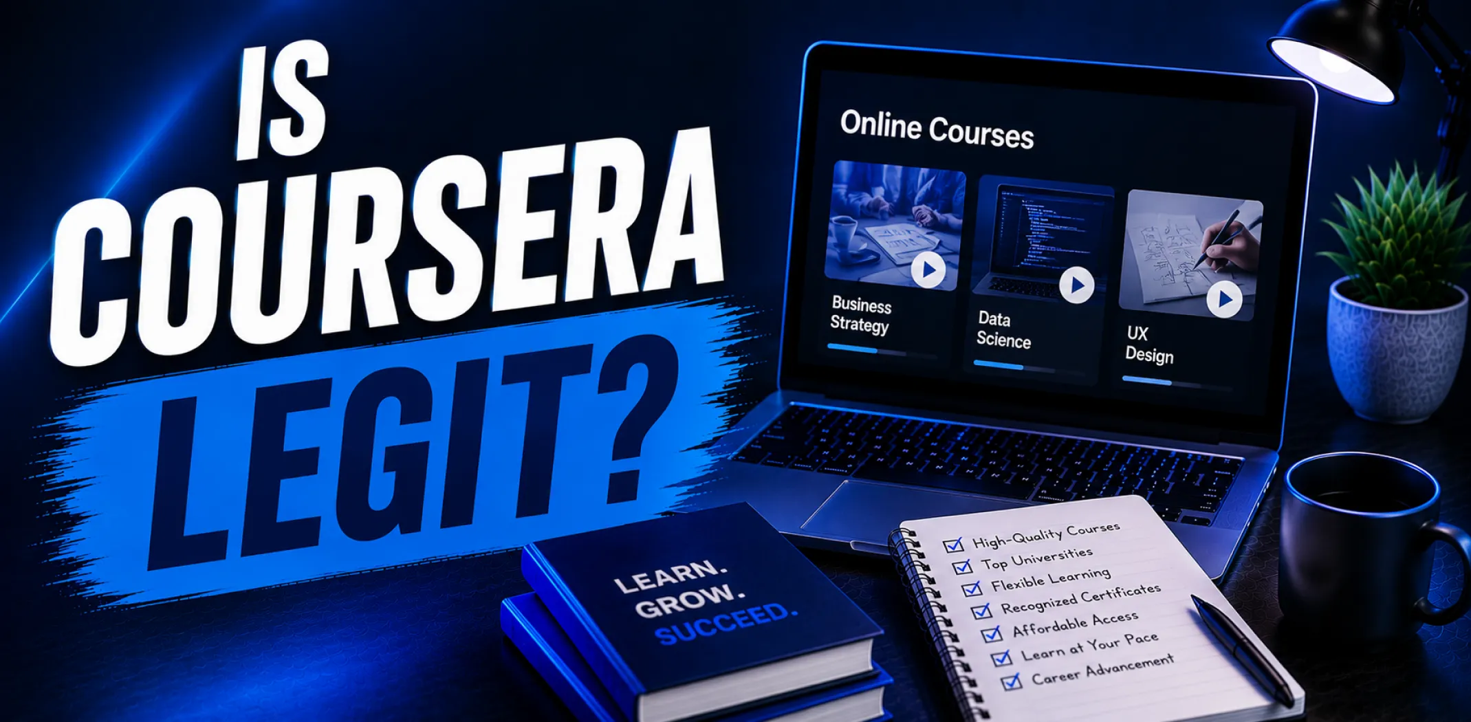 Featured image for an article answering the question "is Coursera legit?"