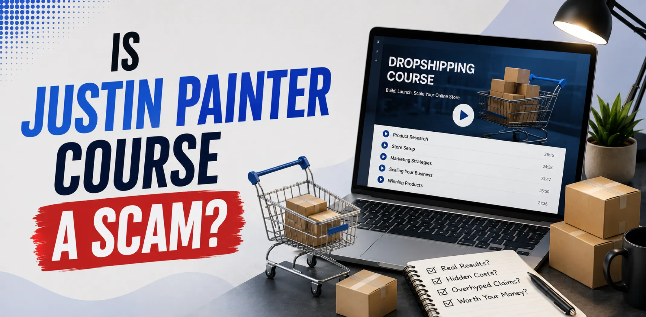 Featured image for an article answering the question "is Justin Painter course a scam?"