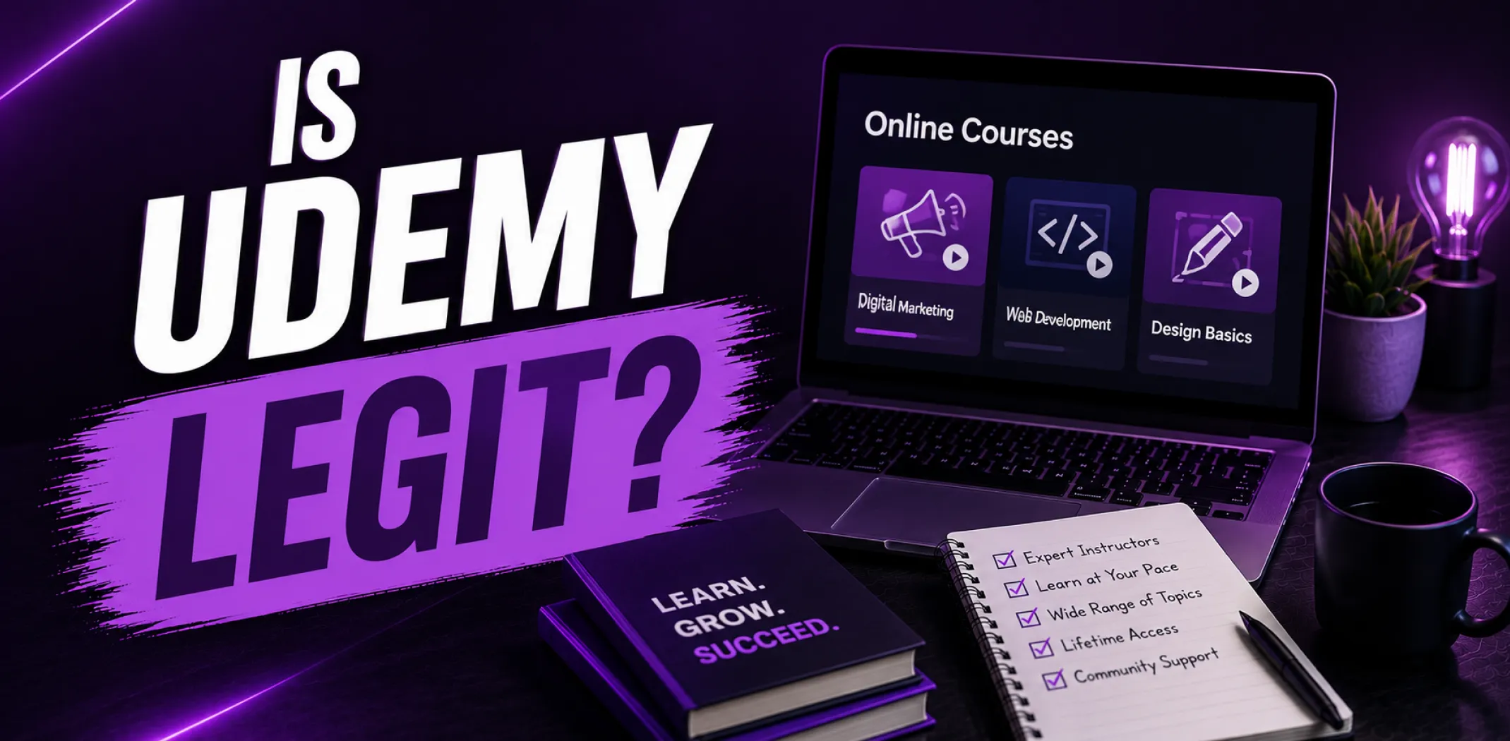 Featured image for an article answering the question "is Udemy legit?"