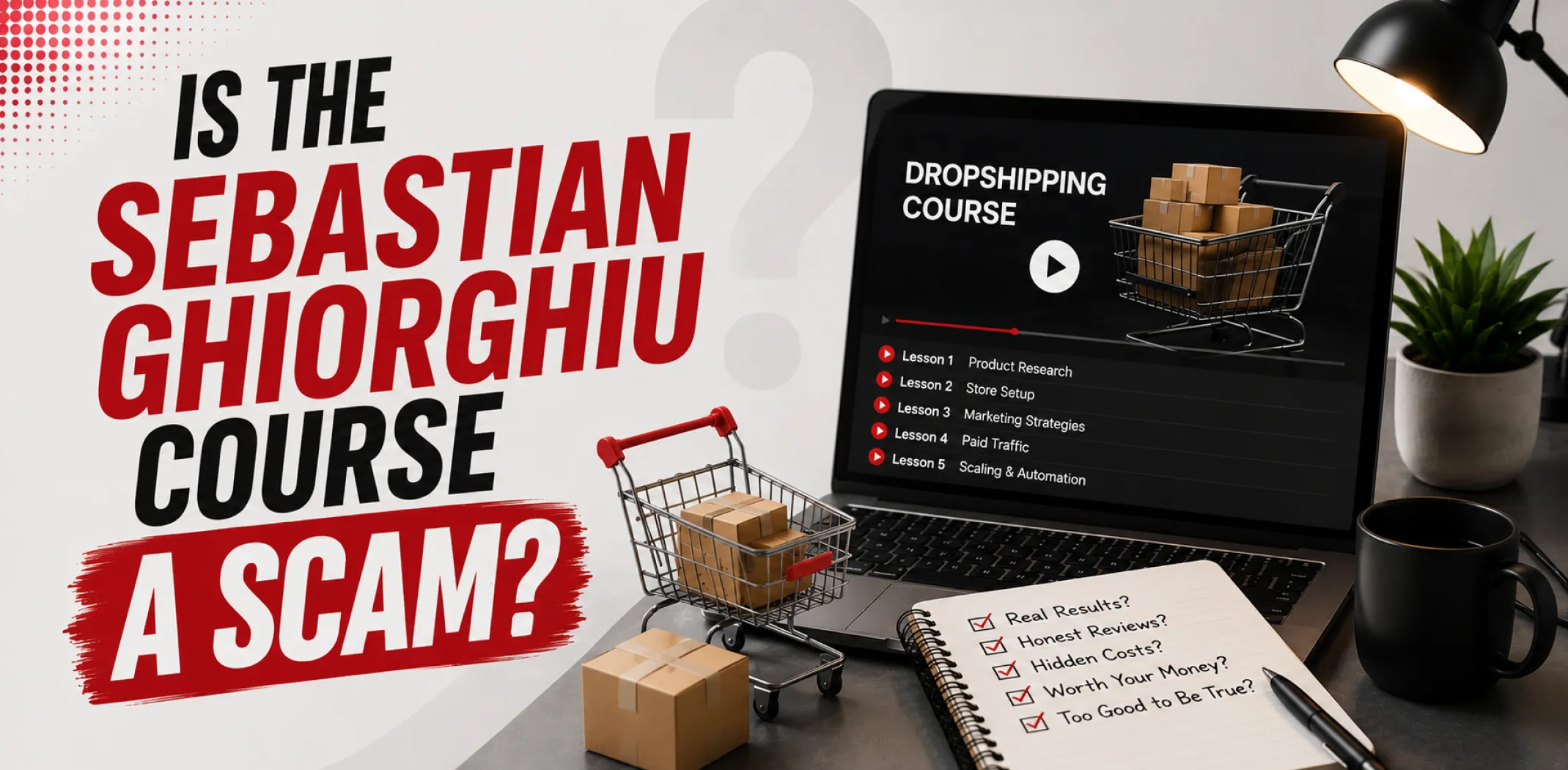 Featured image for an article answering the question "is the Sebastian Ghiorghiu course a scam?"