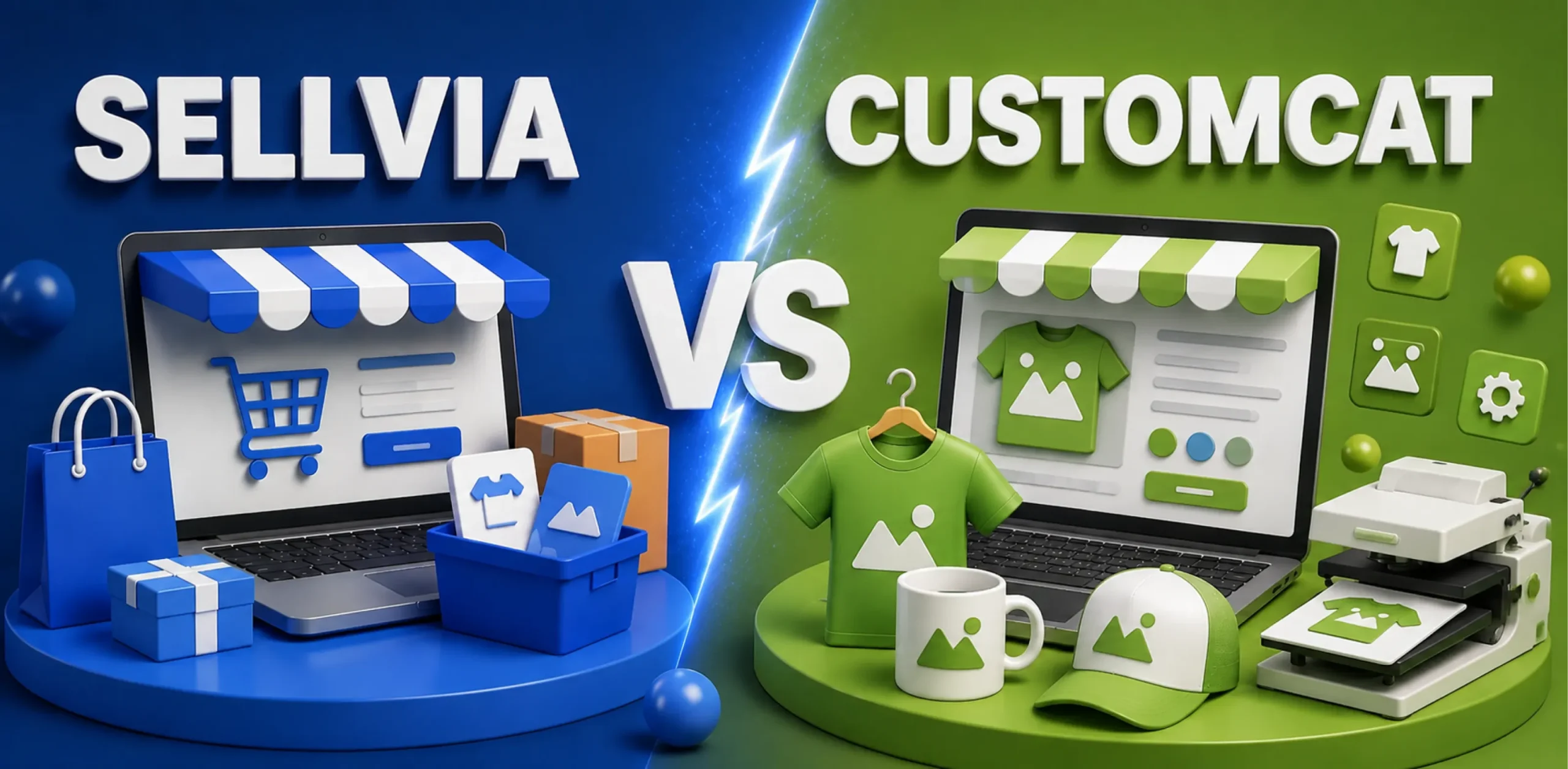 Featured image for a competitive breakdown of Sellvia vs CustomCat