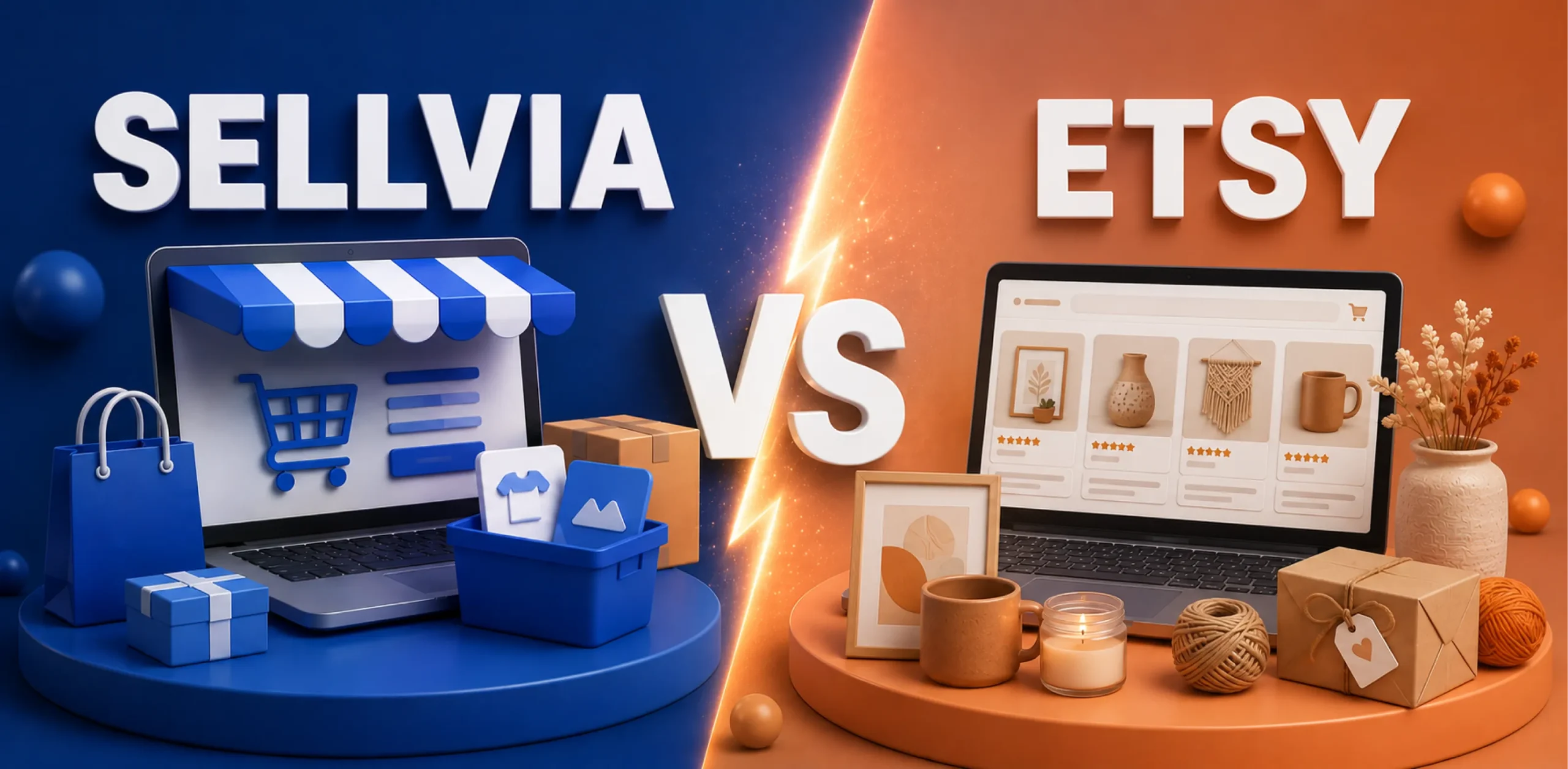 Featured image for a competitive breakdown of Sellvia vs Etsy