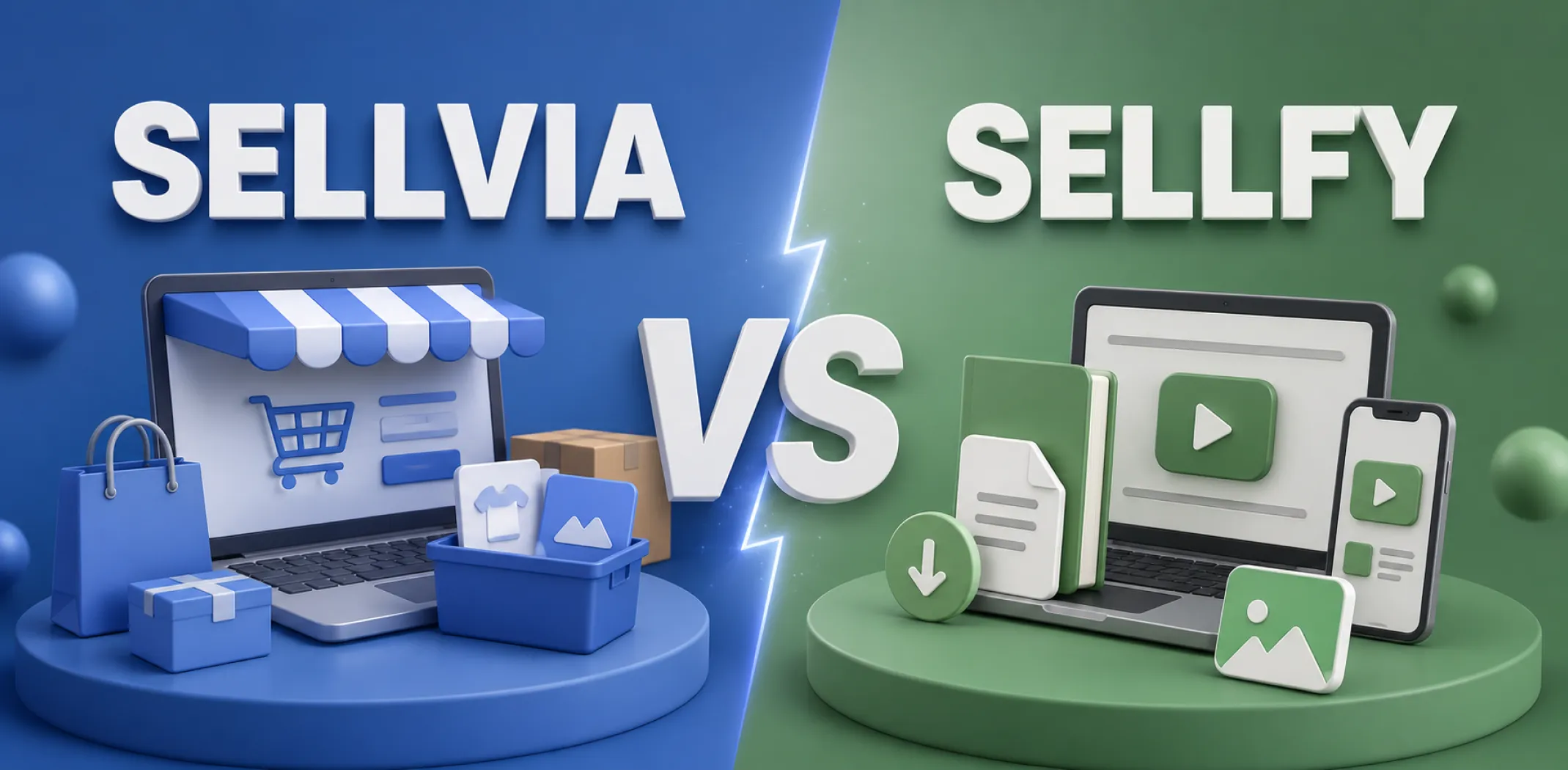 Featured image for an article comparing Sellvia vs Sellfy