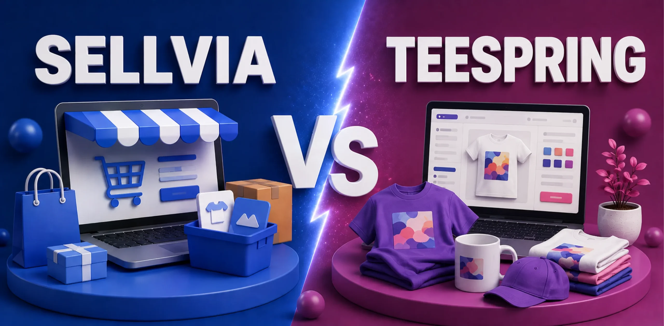 Featured image for a competitive breakdown of Sellvia vs Teespring